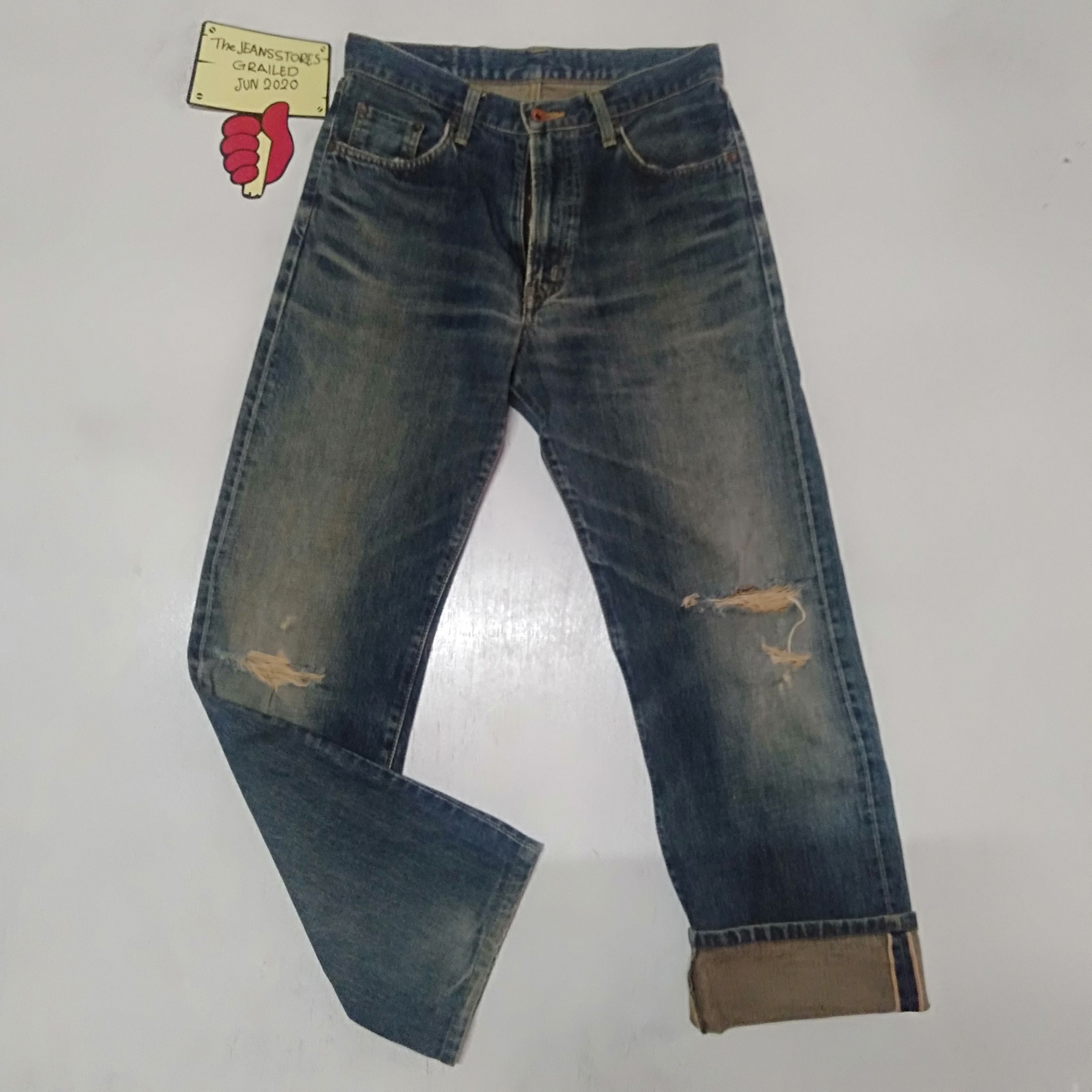 vintage selvedge Edwin lot 505xxblue wash distressed denim