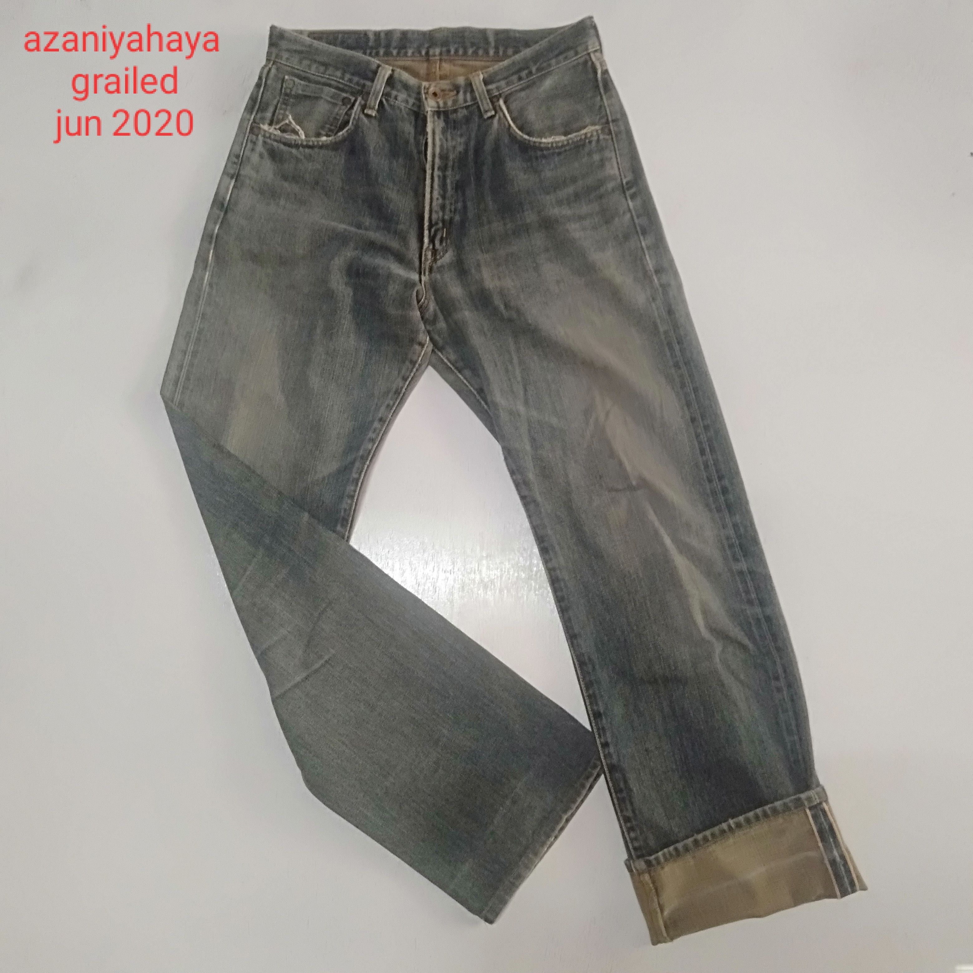 image of Vintage Selvedge Edwin Lot 505X Blue Wash Distressed Denim, Men's (Size 31)
