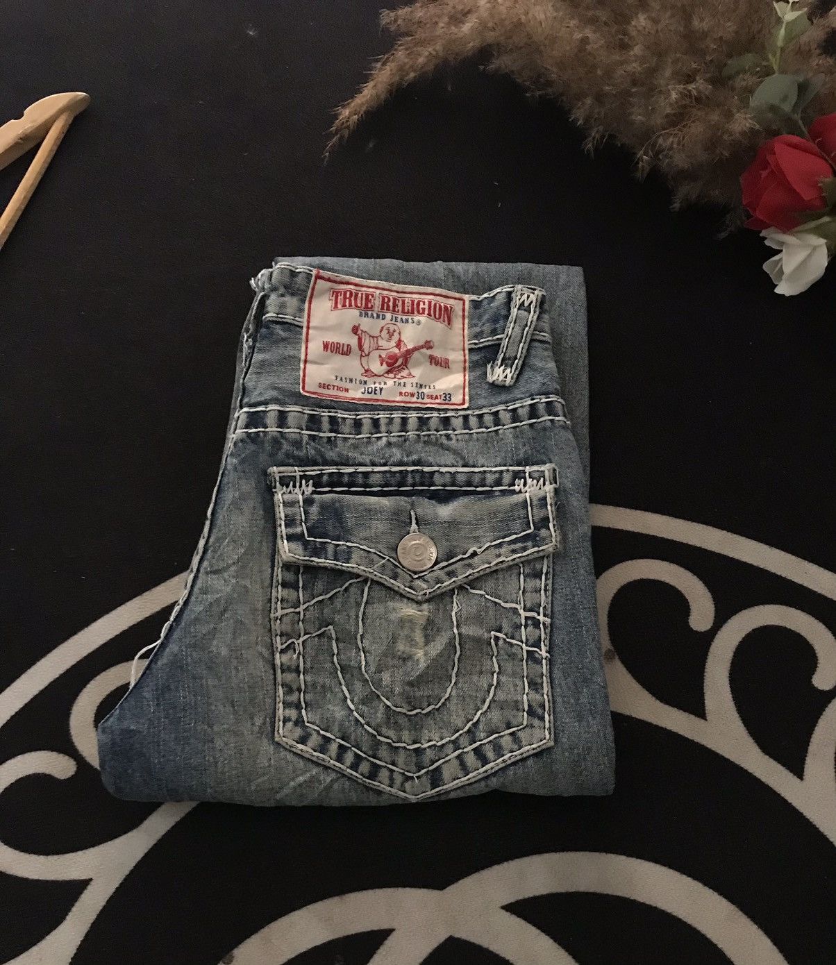 True Religion × Vintage VINTAGE TRUE RELIGION JOEY BLUE WASH DISTRESSED DENIM Size US 30 / EU 46 - 17 Thumbnail