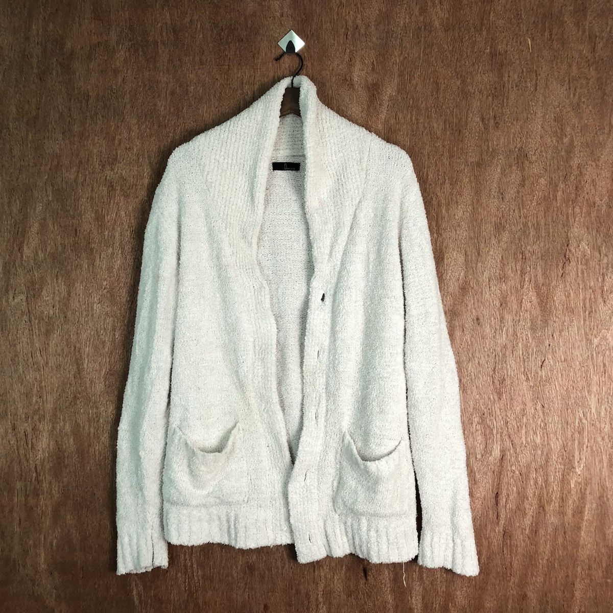 image of 5 Zip Five Shag Shaggy Fur Knitwear Mohair Cardigan 6526 in Cream, Men's (Size Large)