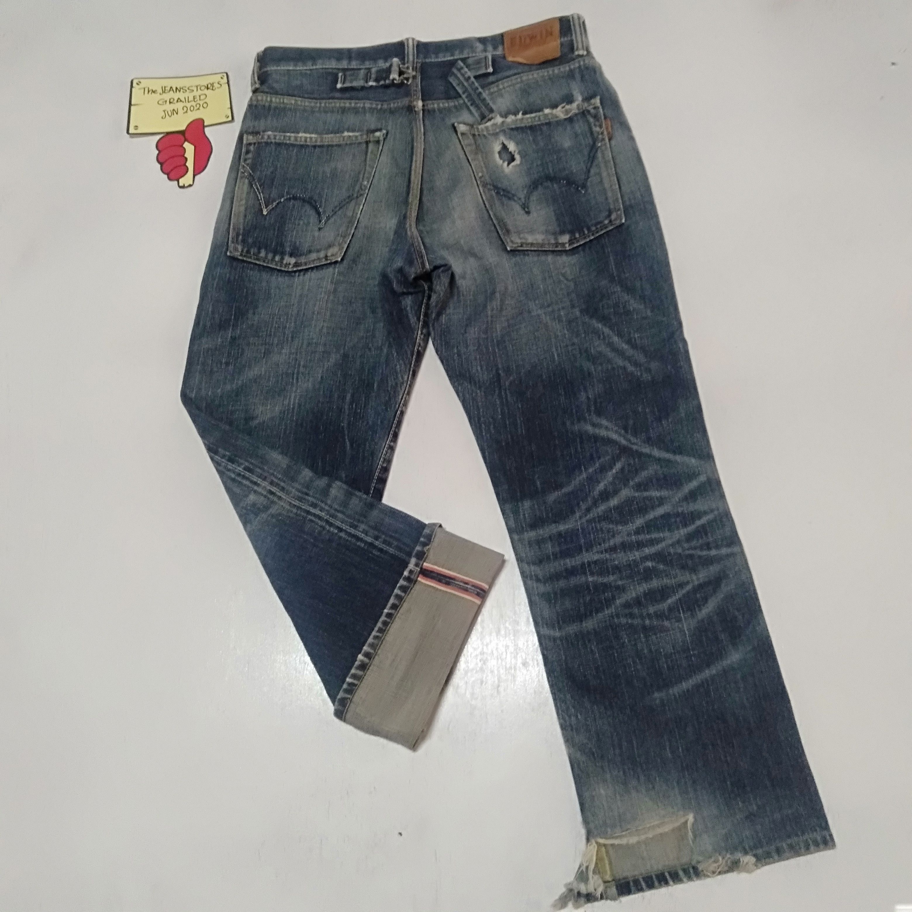 Edwin × Japanese Brand × Vintage vintage selvedge Edwin 505z buckle back distressed denim Size US 32 / EU 48 - 1 Thumbnail