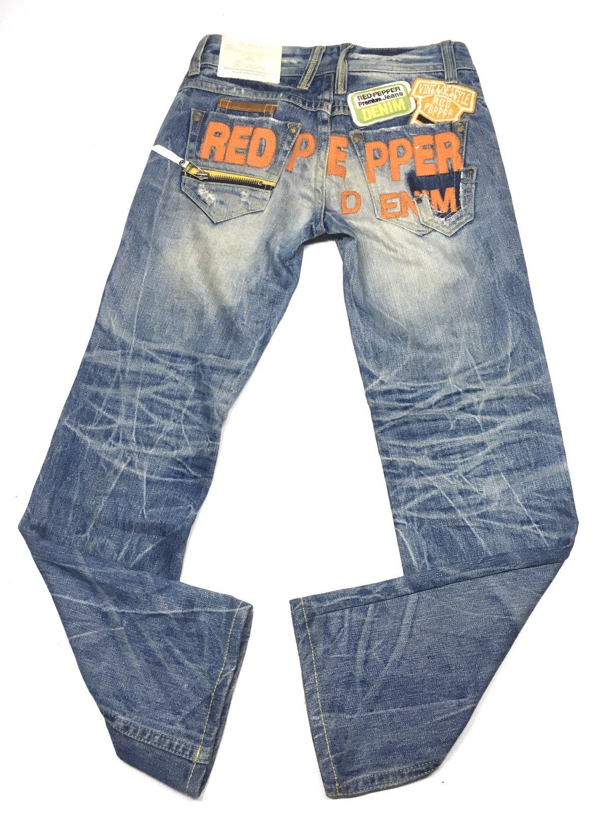Japanese Brand Red peper embroidery spellout lot of patch distressed denim Size US 28 / EU 44 - 1 Thumbnail