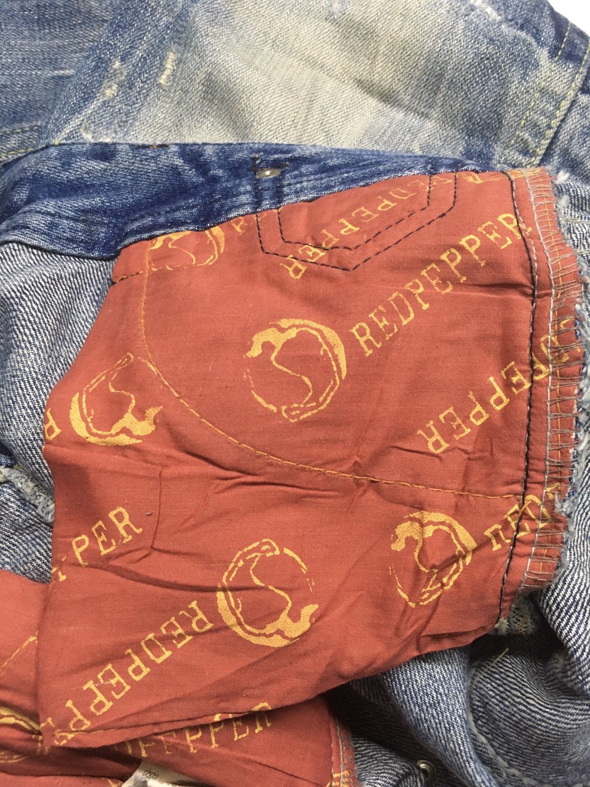 Japanese Brand Red peper embroidery spellout lot of patch distressed denim Size US 28 / EU 44 - 18 Thumbnail