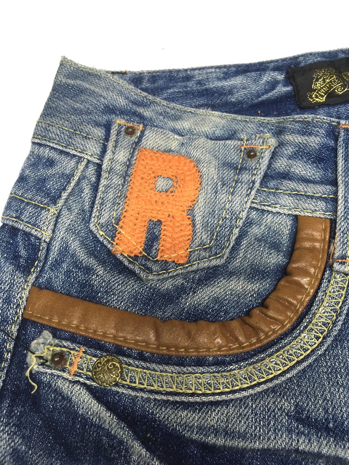 Japanese Brand Red peper embroidery spellout lot of patch distressed denim Size US 28 / EU 44 - 9 Thumbnail