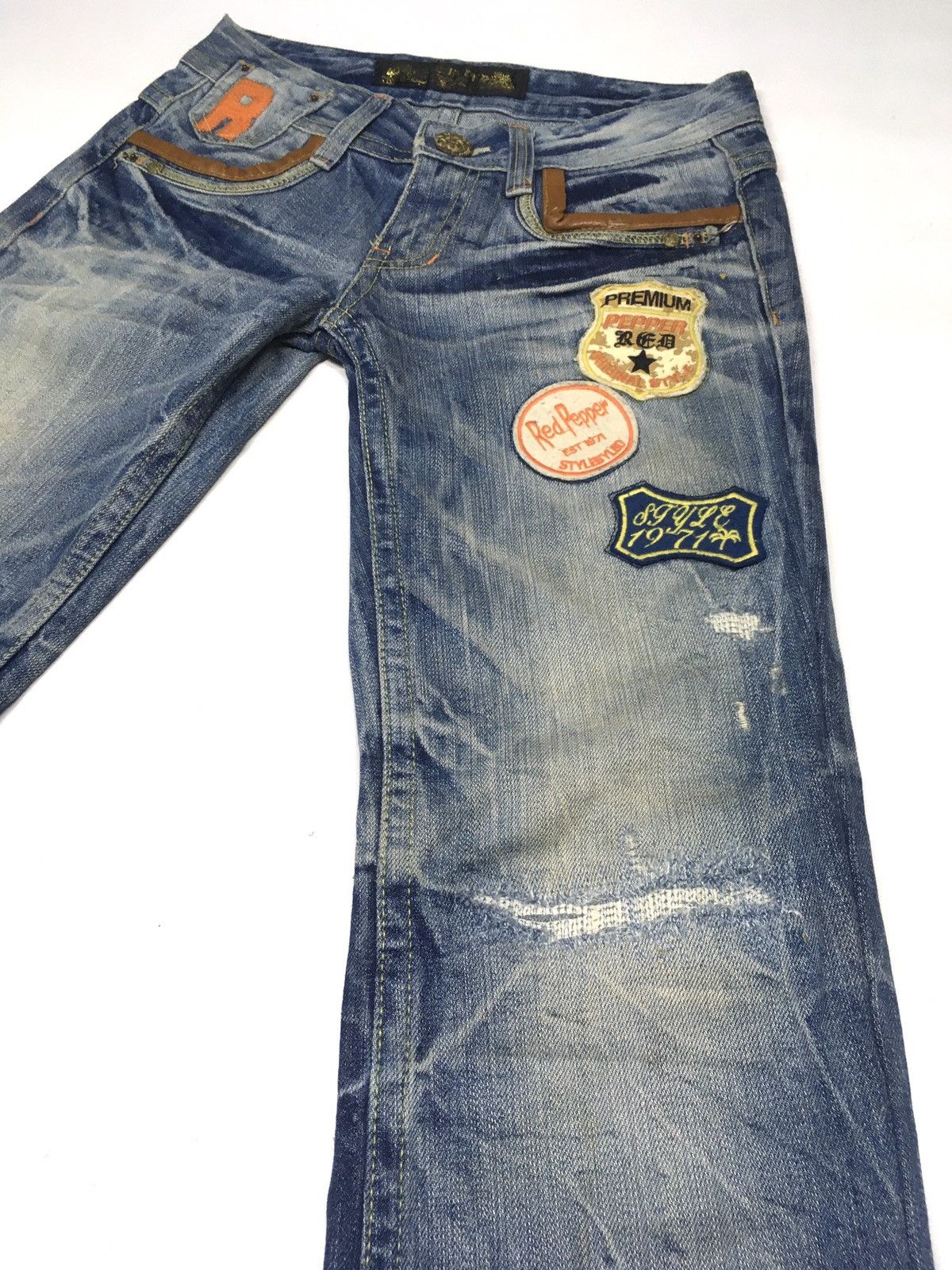 Japanese Brand Red peper embroidery spellout lot of patch distressed denim Size US 28 / EU 44 - 8 Thumbnail