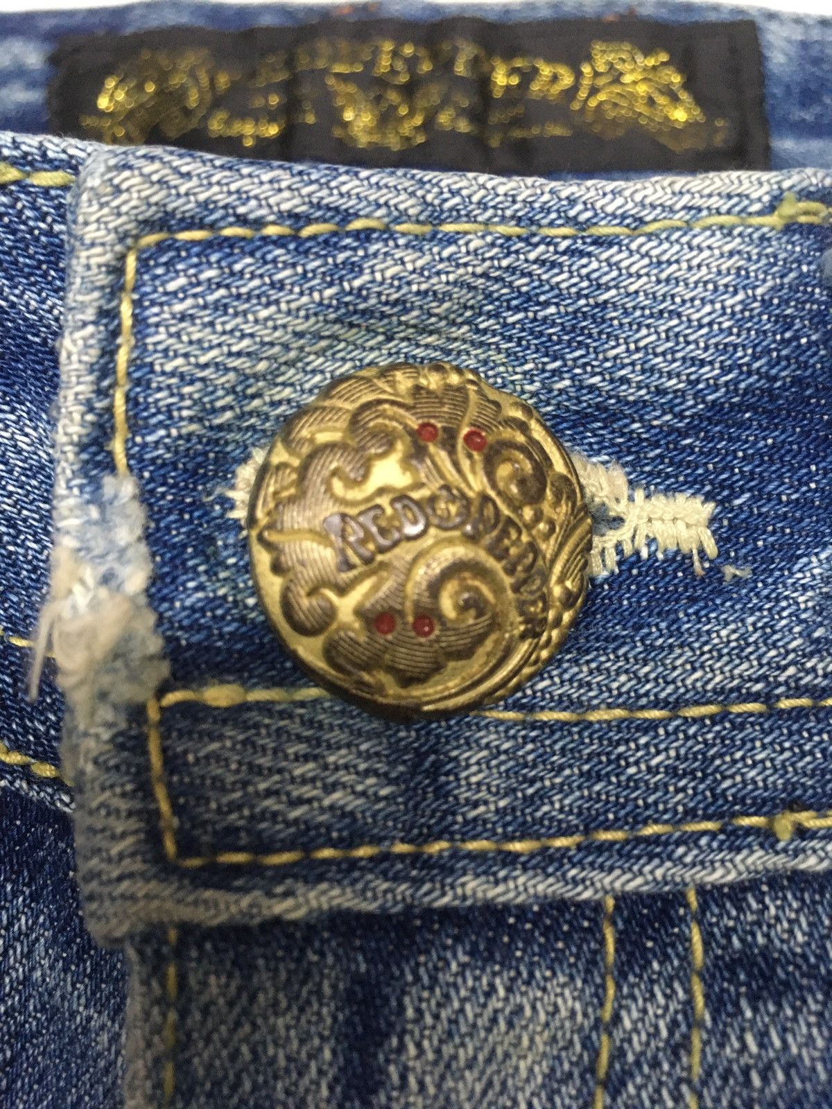 Japanese Brand Red peper embroidery spellout lot of patch distressed denim Size US 28 / EU 44 - 10 Thumbnail
