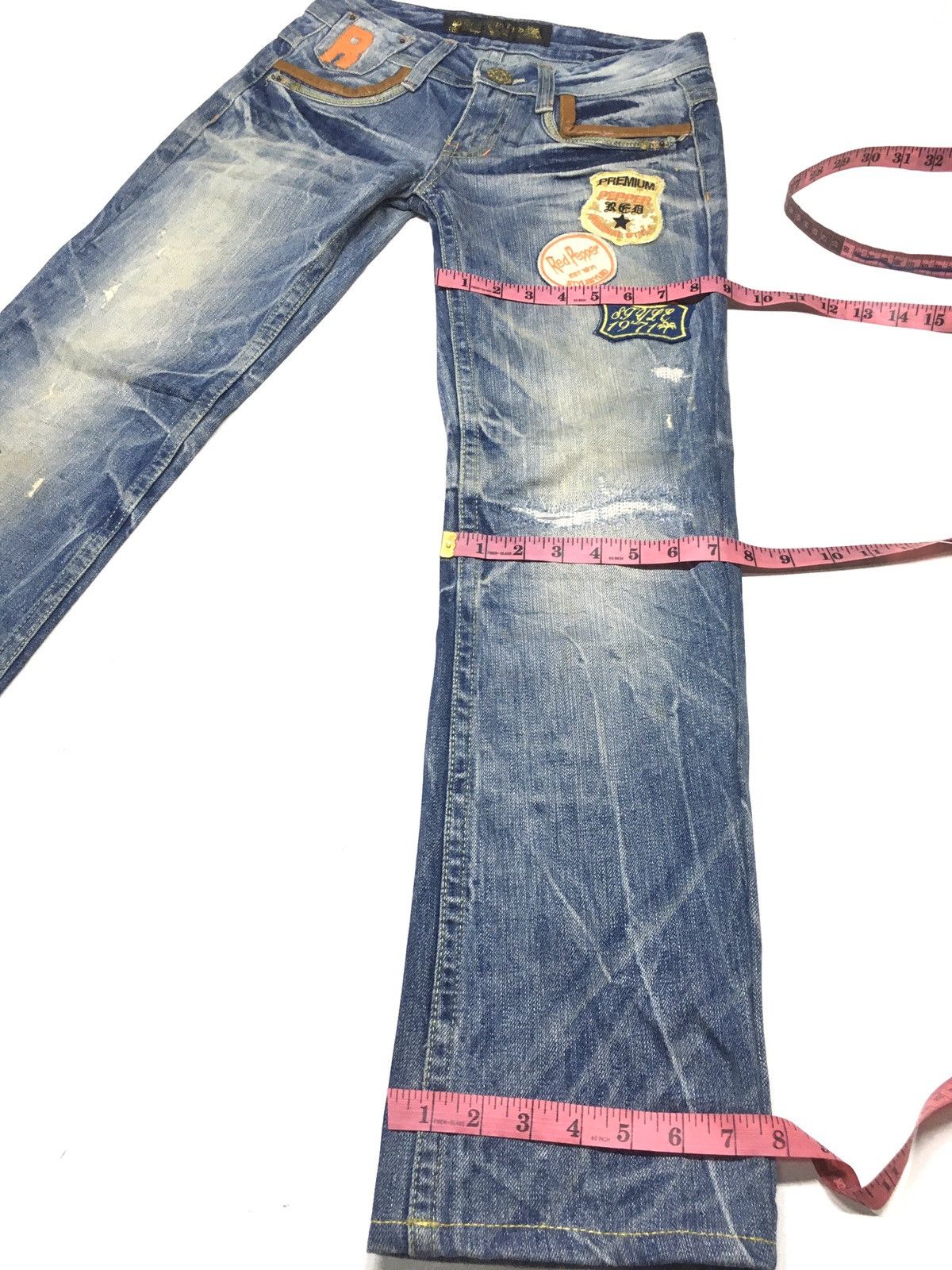 Japanese Brand Red peper embroidery spellout lot of patch distressed denim Size US 28 / EU 44 - 6 Thumbnail