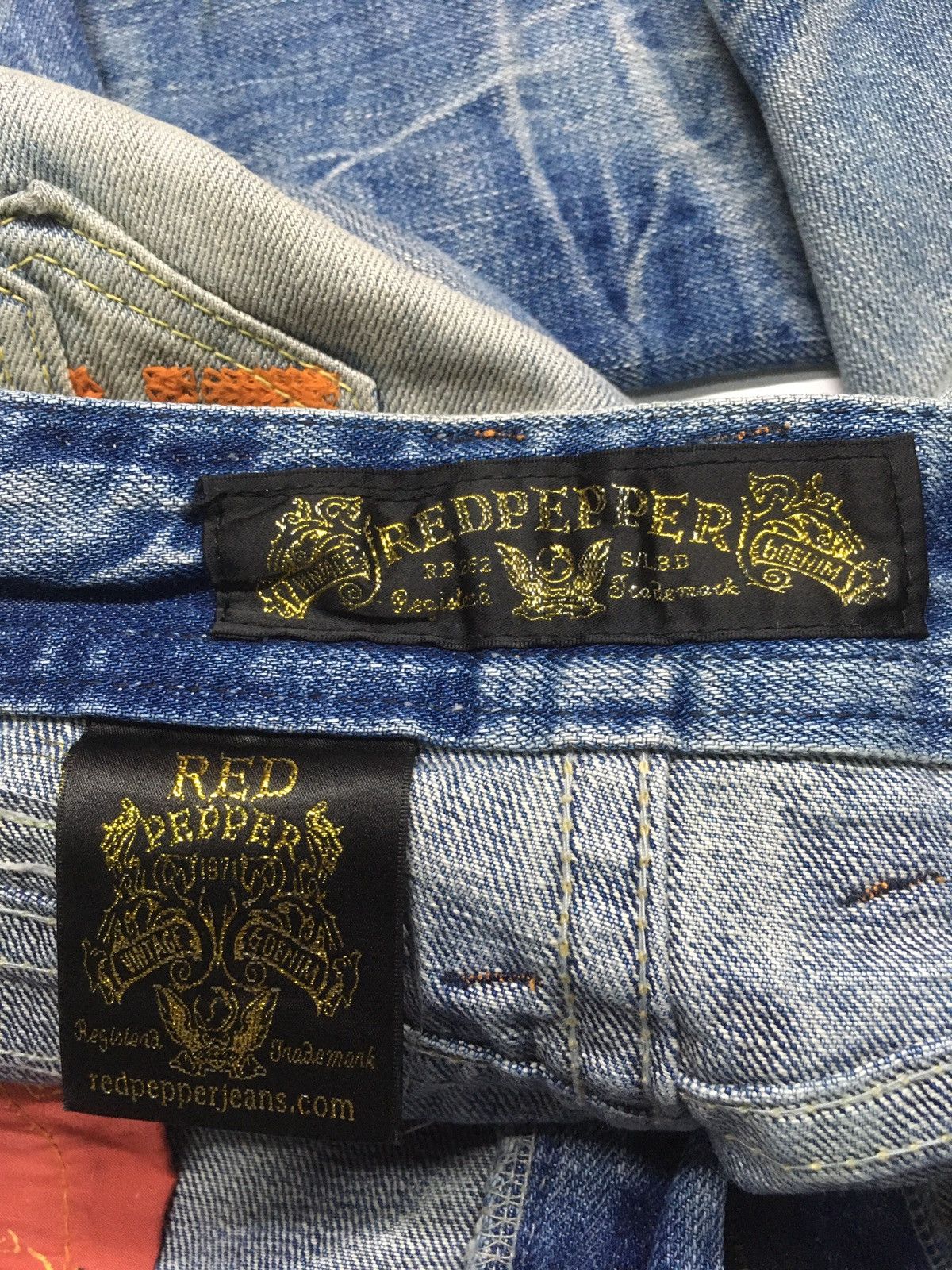 Japanese Brand Red peper embroidery spellout lot of patch distressed denim Size US 28 / EU 44 - 13 Thumbnail