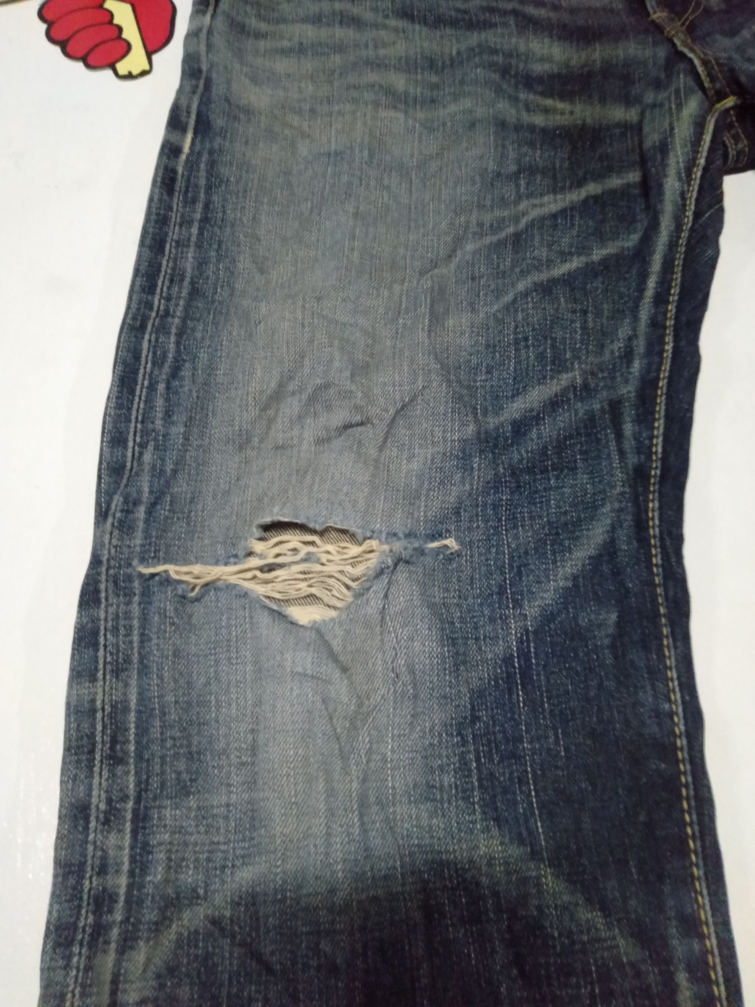 Edwin × Japanese Brand × Vintage vintage selvage Edwin lot 505zr buckle back distresed denim Size US 33 - 8 Thumbnail