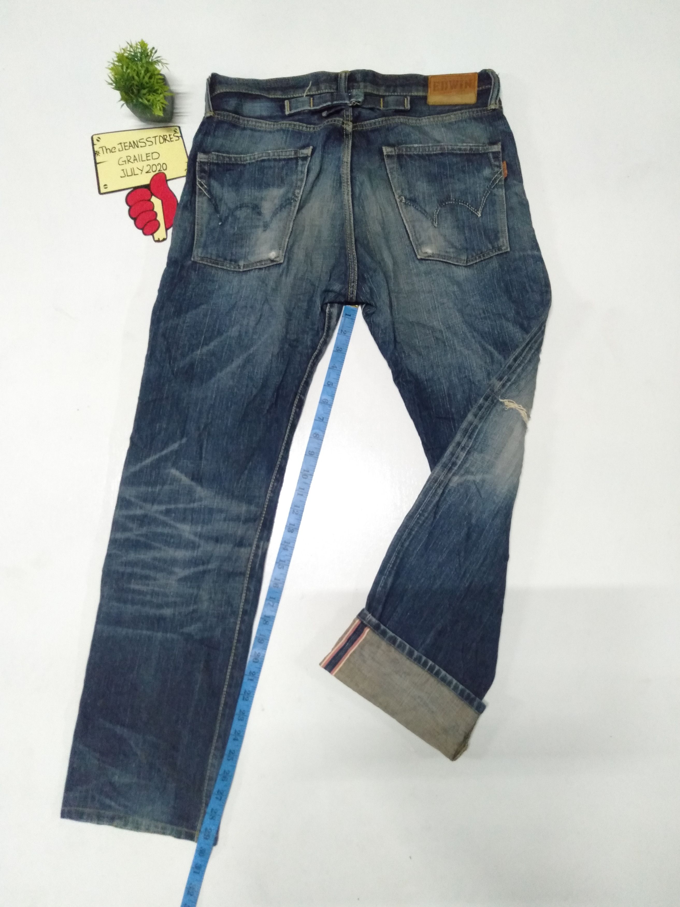 Edwin × Japanese Brand × Vintage vintage selvage Edwin lot 505zr buckle back distresed denim Size US 33 - 1 Thumbnail