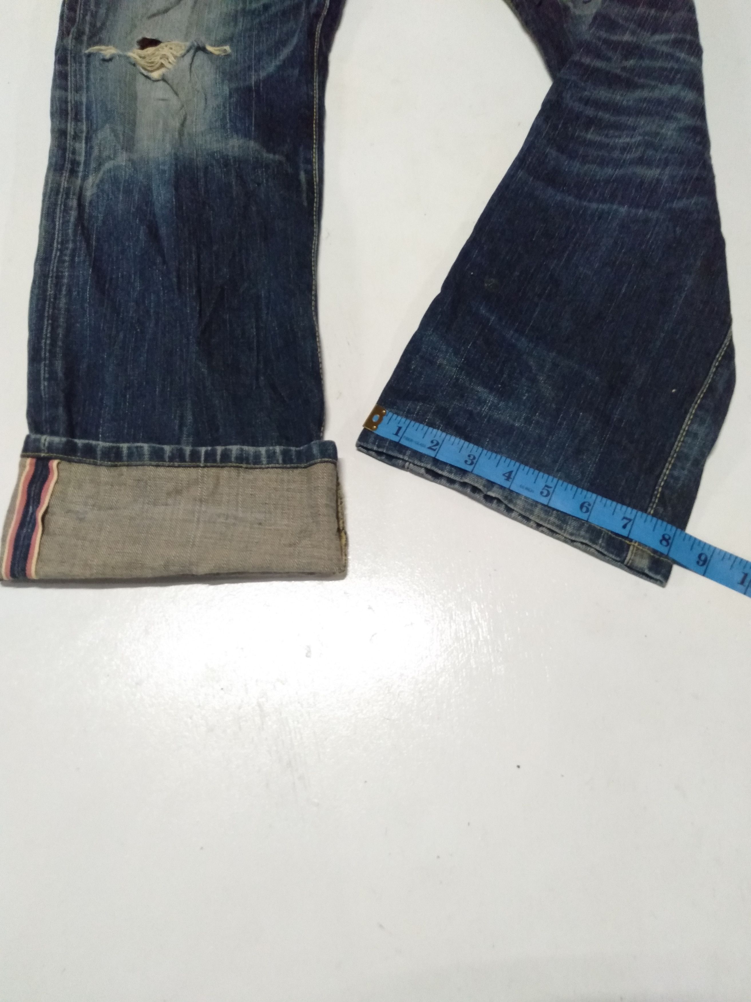 Edwin × Japanese Brand × Vintage vintage selvage Edwin lot 505zr buckle back distresed denim Size US 33 - 6 Thumbnail