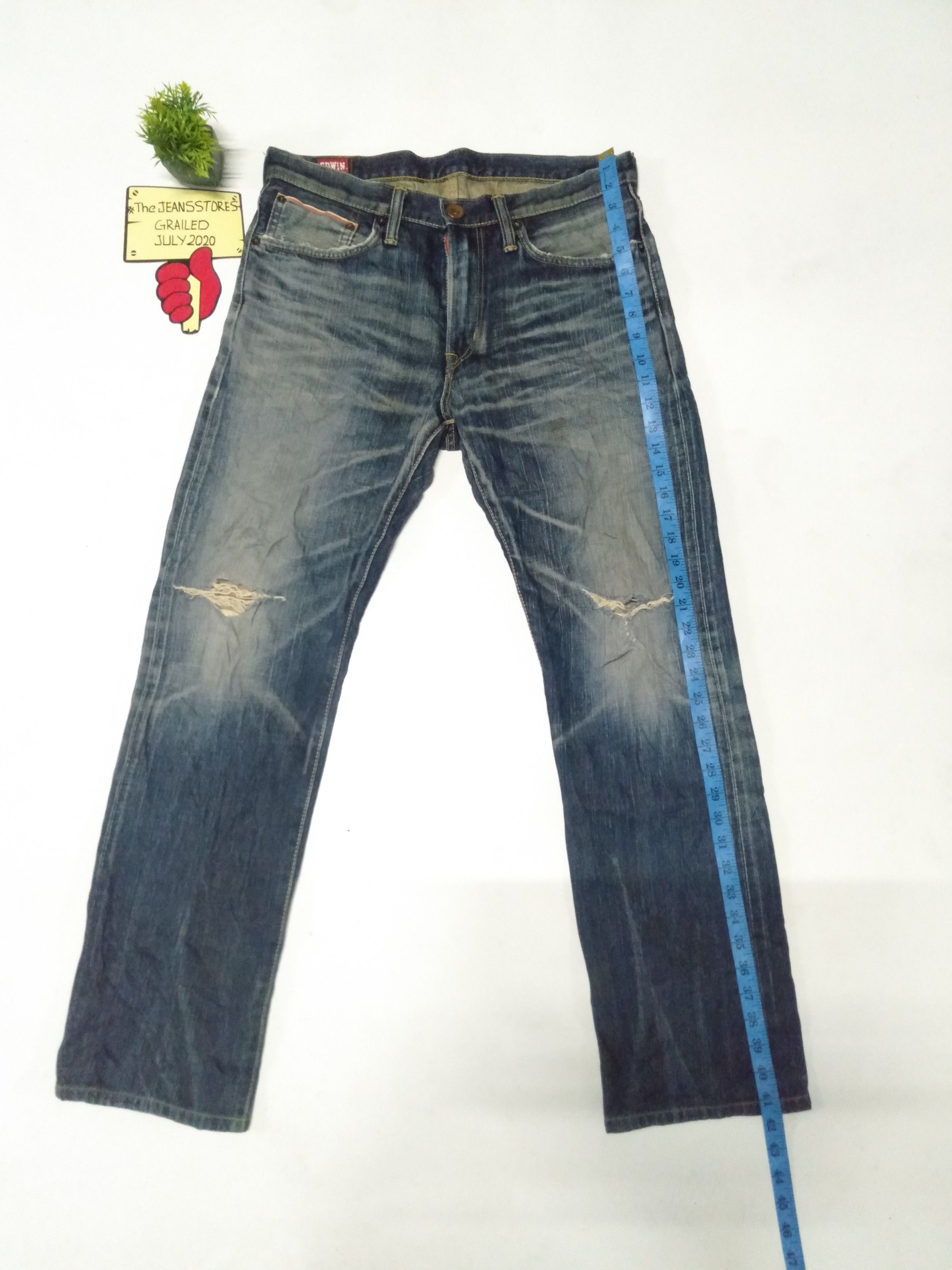 Edwin × Japanese Brand × Vintage vintage selvage Edwin lot 505zr buckle back distresed denim Size US 33 - 2 Thumbnail
