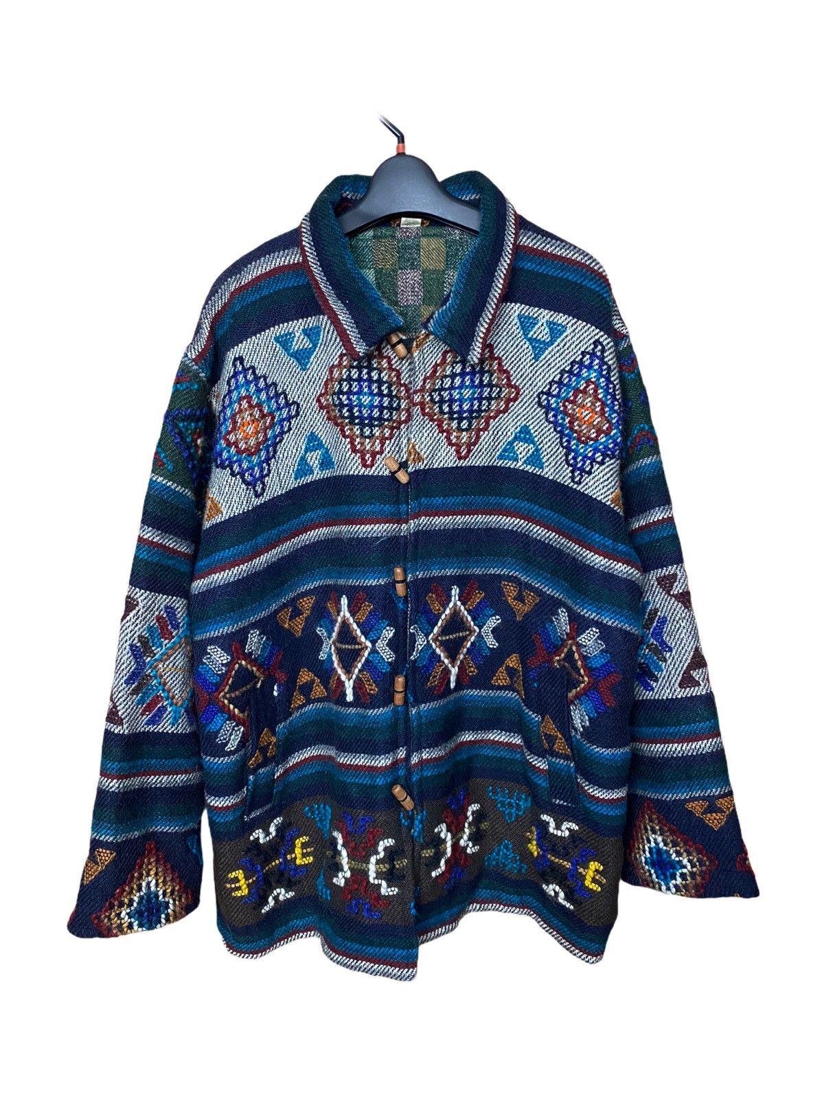 Indigo × Vintage VINTAGE 90’s NOVAJO INDIGO WOOL JACKET INSPIRED KAPITAL Size US XL / EU 56 / 4 - 1 Thumbnail