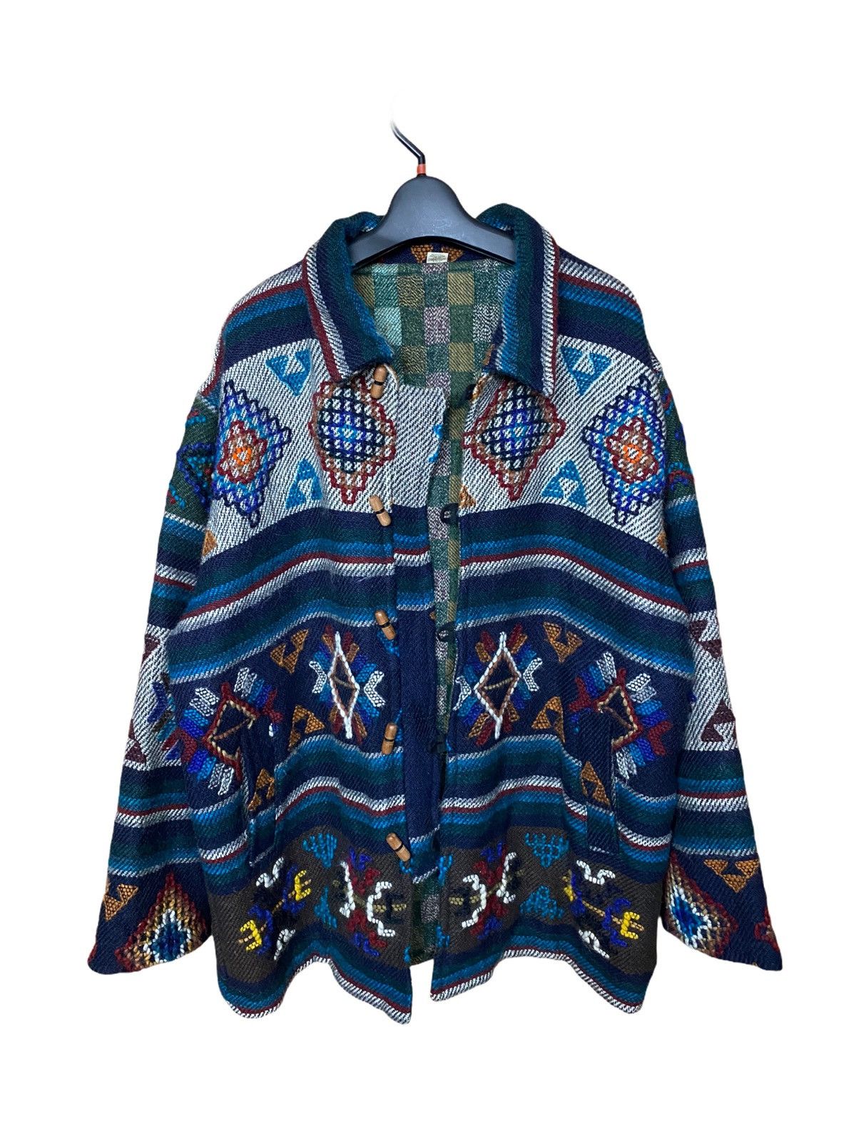 Indigo × Vintage VINTAGE 90’s NOVAJO INDIGO WOOL JACKET INSPIRED KAPITAL Size US XL / EU 56 / 4 - 3 Thumbnail