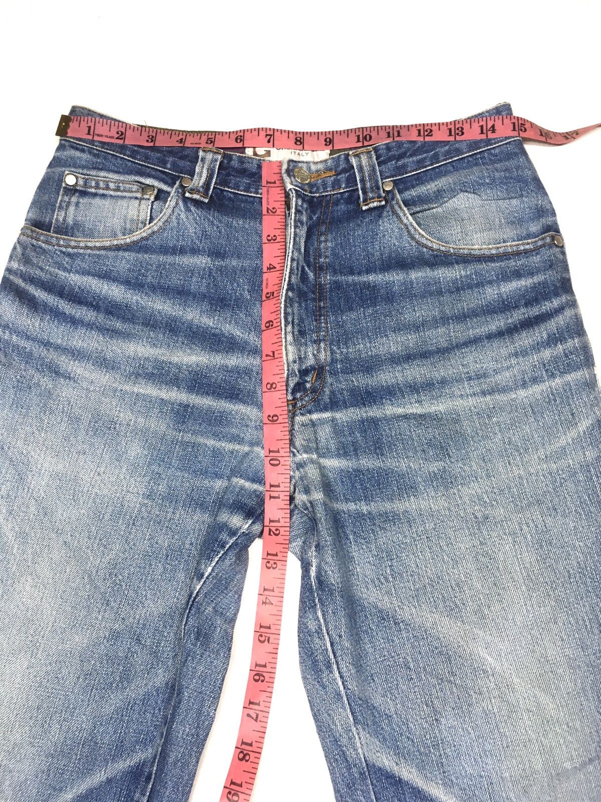 Designer × Vintage Gherardini italy embroidery blue wash distressed denim Size US 30 / EU 46 - 3 Thumbnail
