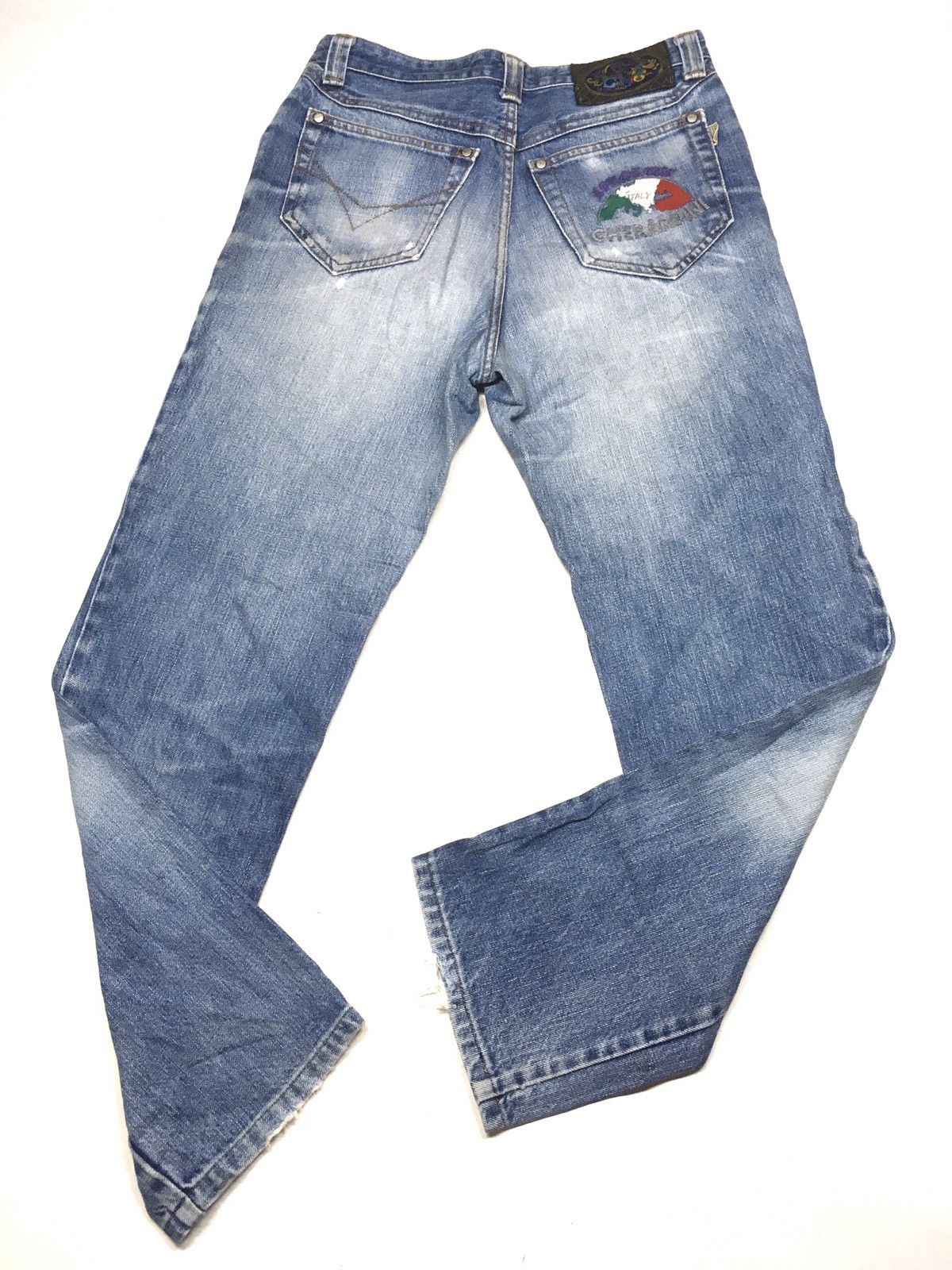 Designer × Vintage Gherardini italy embroidery blue wash distressed denim Size US 30 / EU 46 - 9 Thumbnail