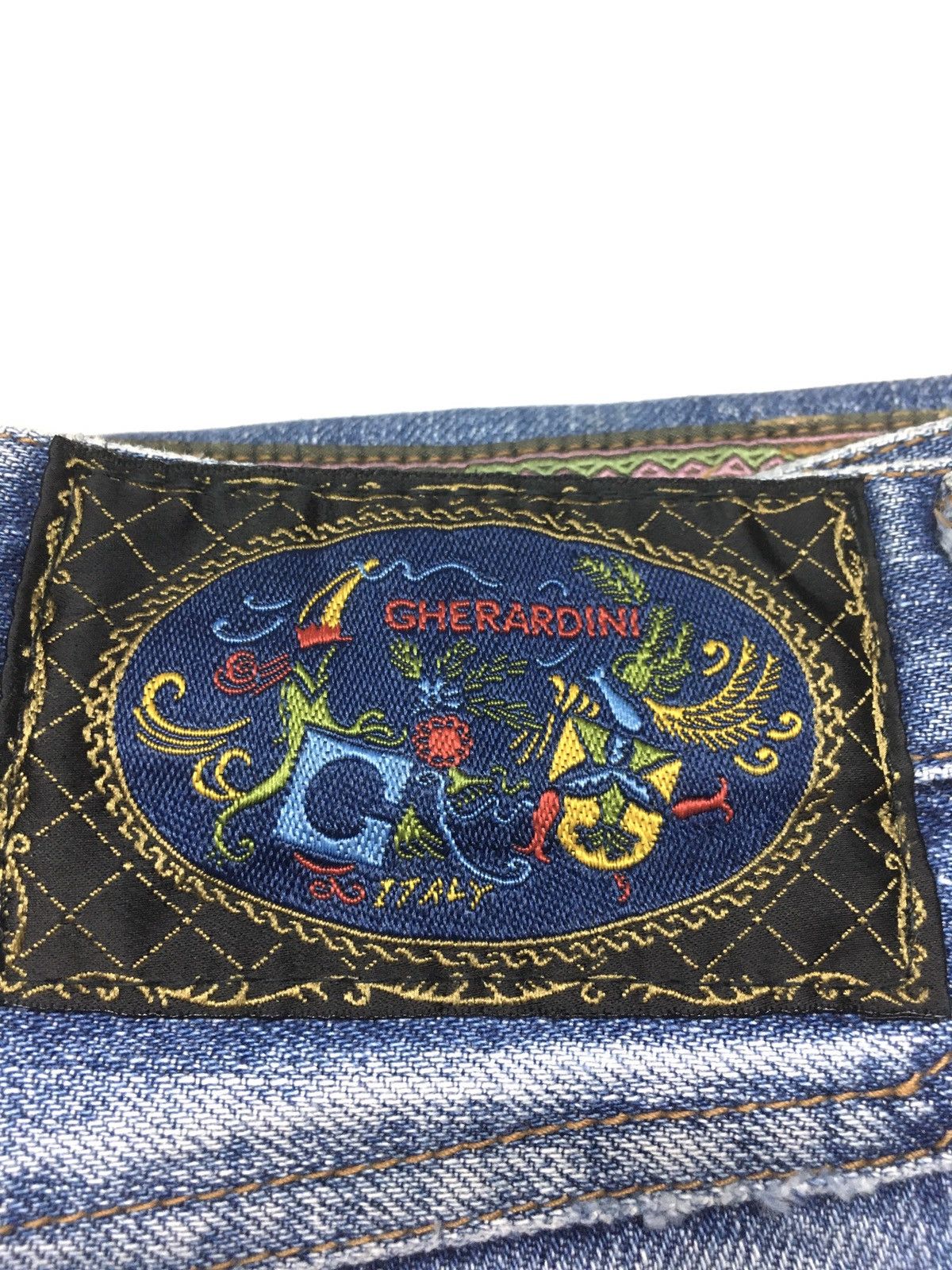 Designer × Vintage Gherardini italy embroidery blue wash distressed denim Size US 30 / EU 46 - 13 Thumbnail