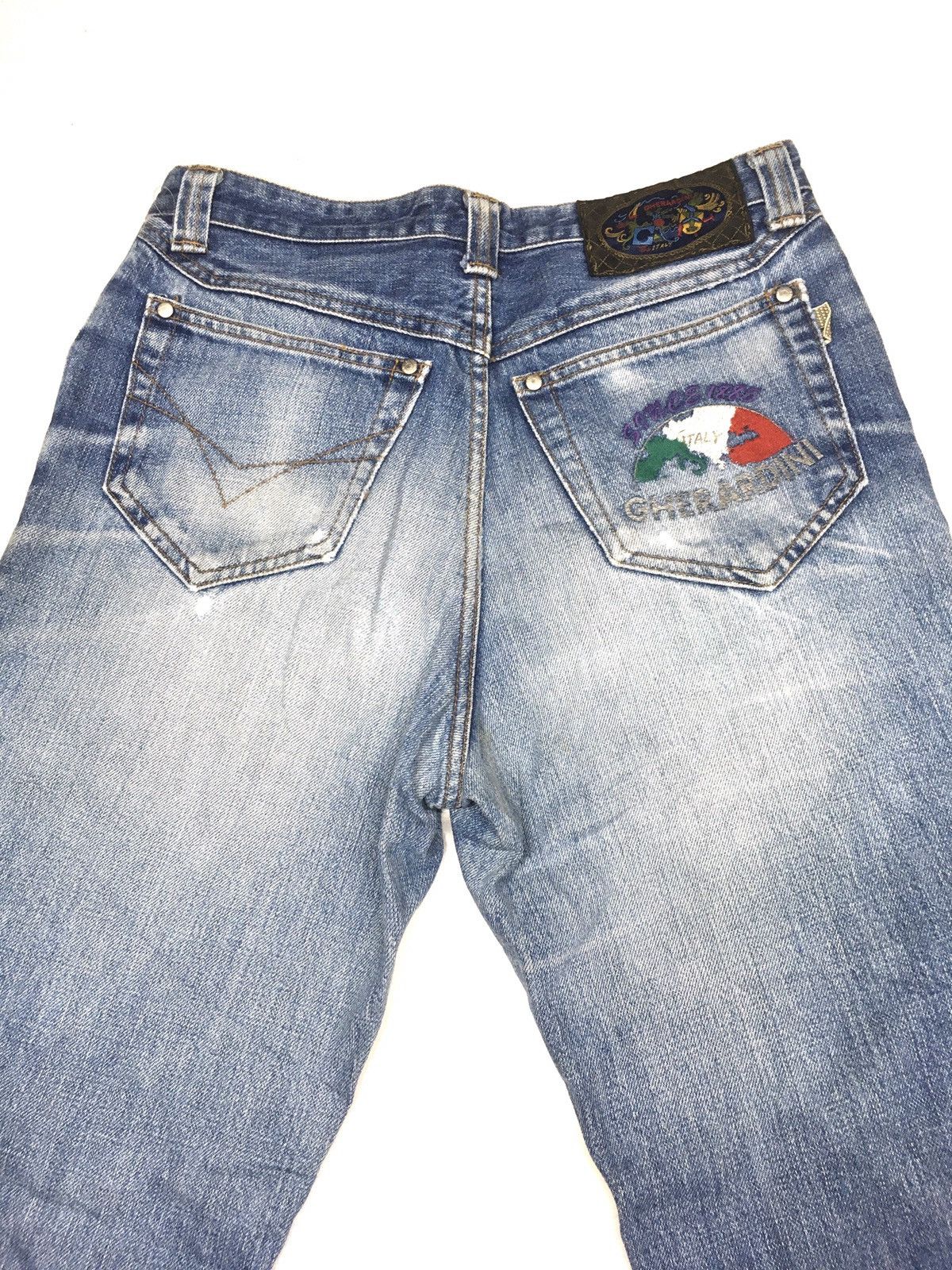 Designer × Vintage Gherardini italy embroidery blue wash distressed denim Size US 30 / EU 46 - 6 Thumbnail