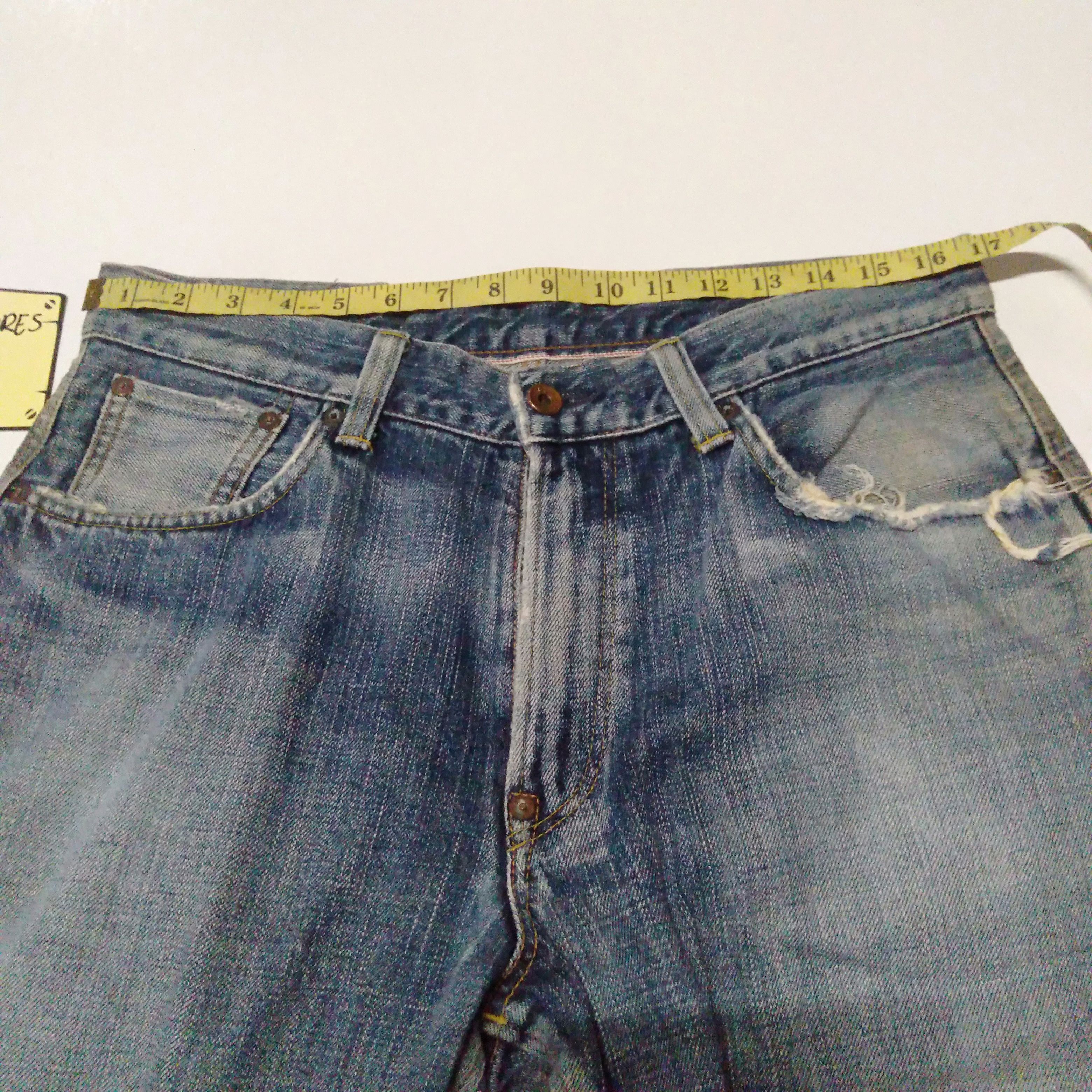 Edwin × Vintage vintage selvedge Edwin 505 blue wash distressed denim Size US 34 / EU 50 - 4 Thumbnail