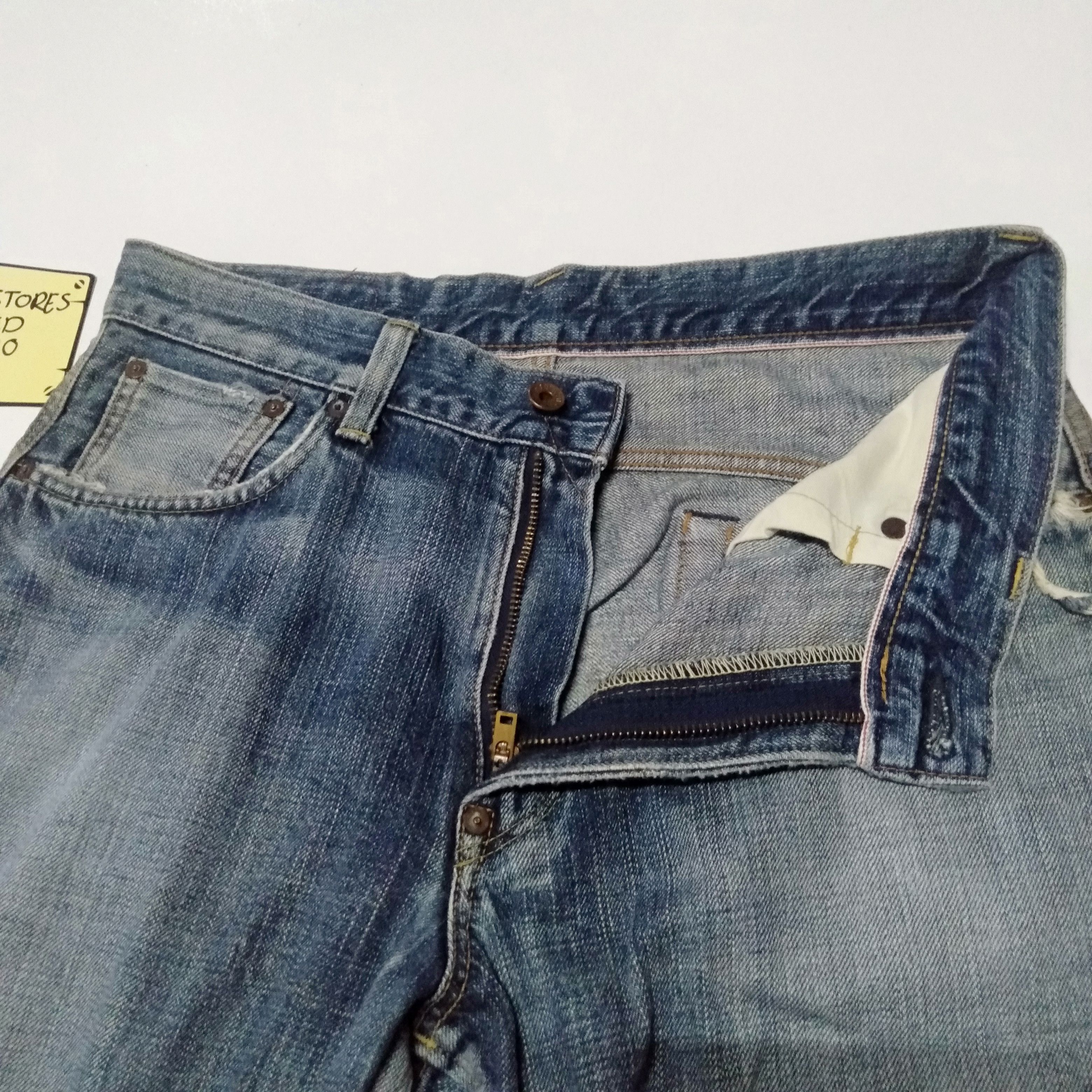 Edwin × Vintage vintage selvedge Edwin 505 blue wash distressed denim Size US 34 / EU 50 - 6 Thumbnail