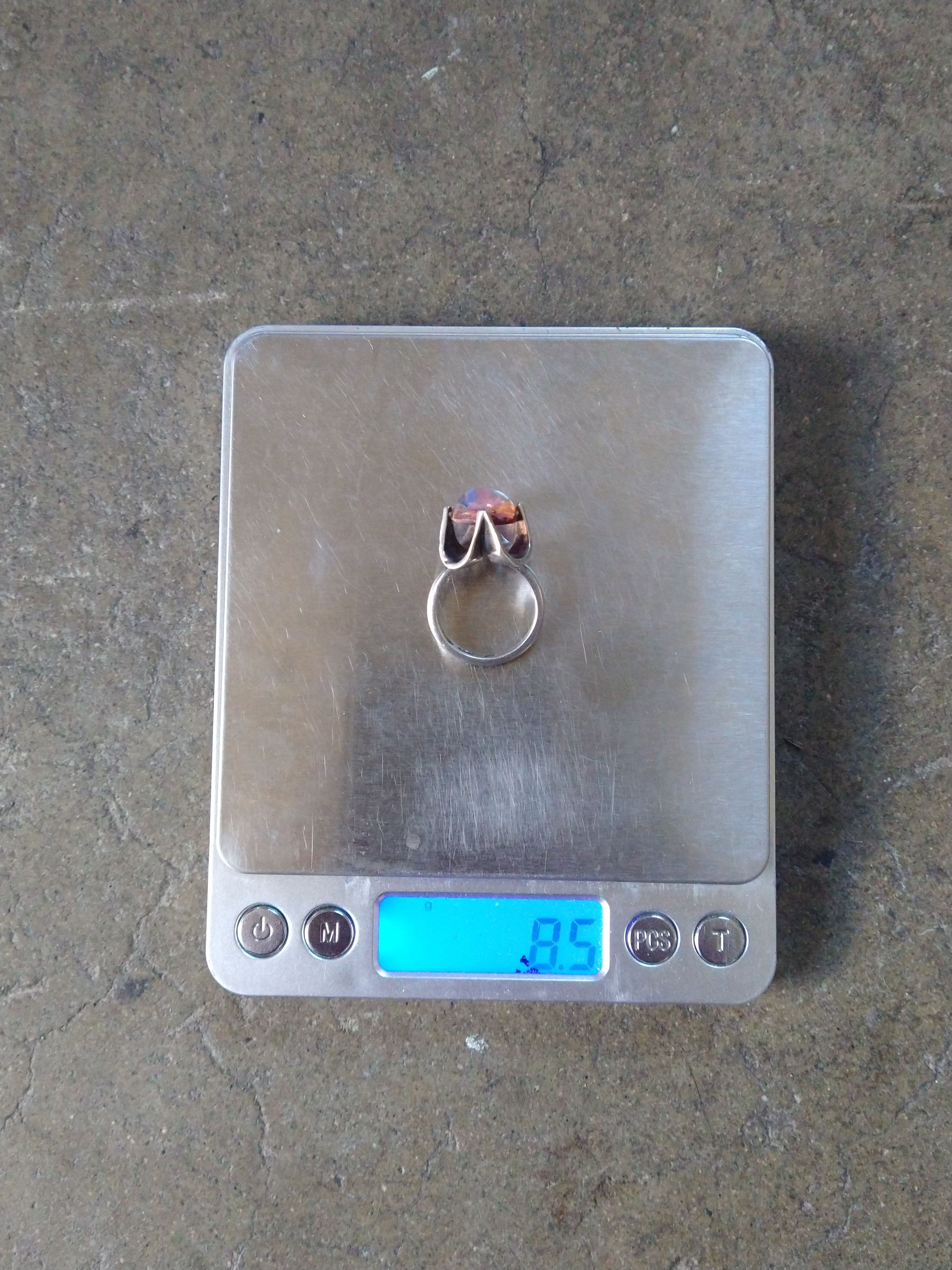 Jewelry Vintage Sterling Silver Ring Size 7.25 Glass Belcher Modern Size ONE SIZE - 14 Thumbnail