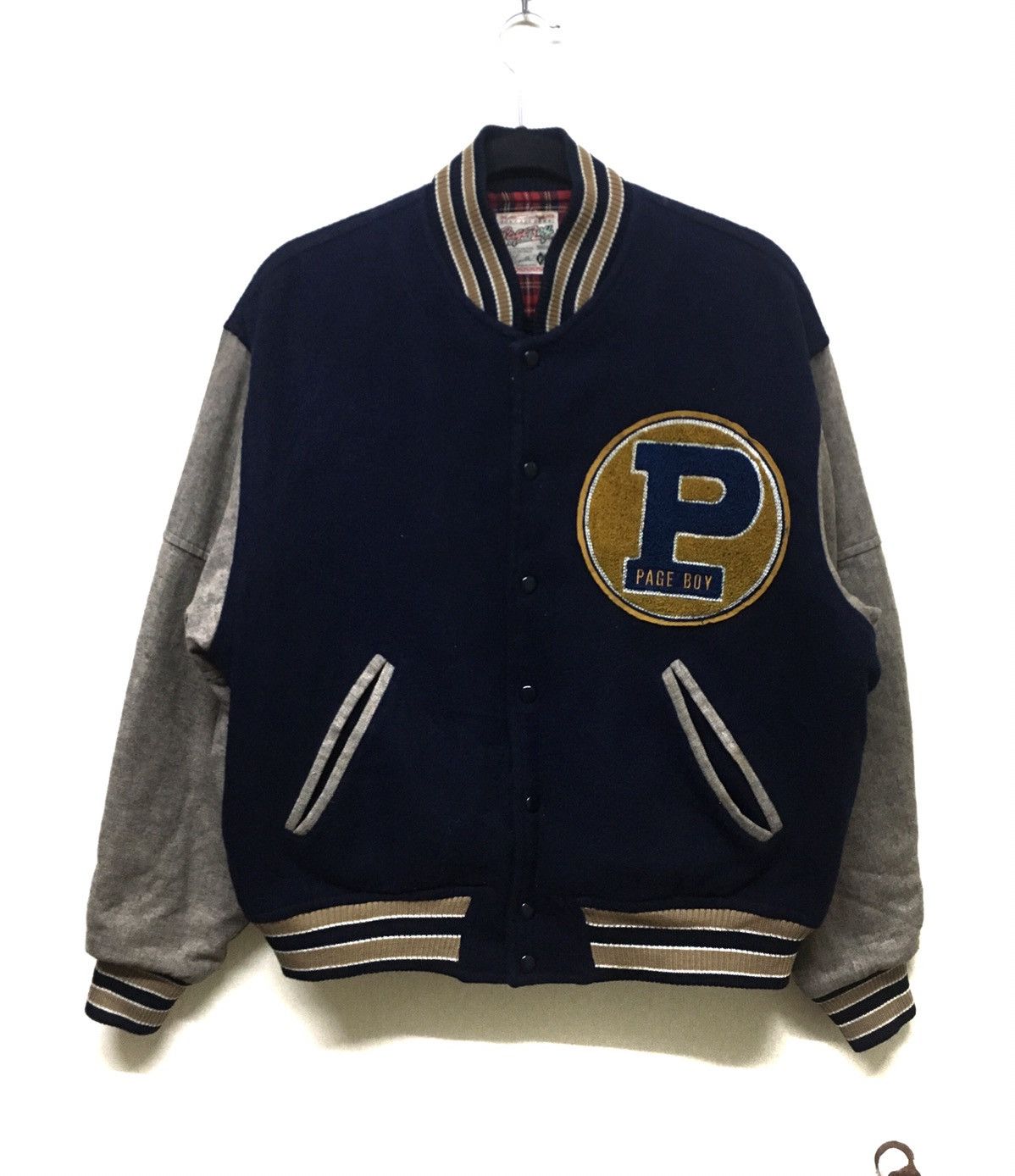 Japanese Brand 🔥Rare🔥Pageboy varsity wool jacket big logo Size US L / EU 52-54 / 3 - 1 Thumbnail