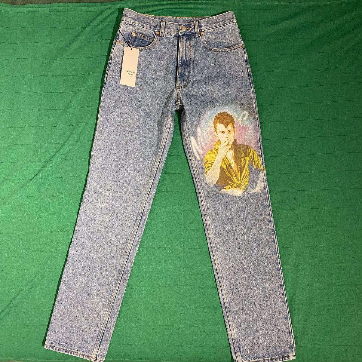 image of Martine Rose Smoking Man Painted Jeans Size S (1068) in Blue, Men's