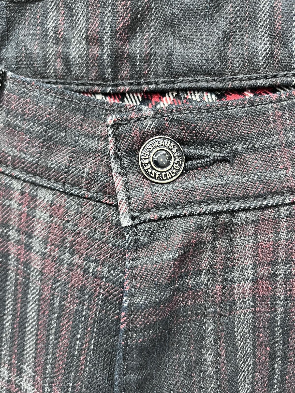 Edition Japan RARE🔥LEVI’S Punk Smoke Tartan Plaid Denim Slim Fit Size US 32 / EU 48 - 7 Thumbnail