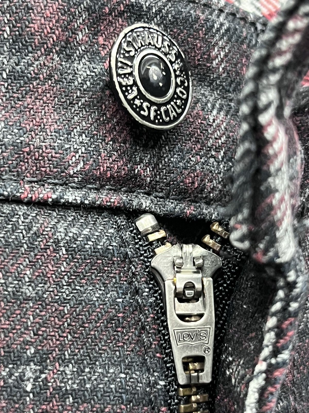 Edition Japan RARE🔥LEVI’S Punk Smoke Tartan Plaid Denim Slim Fit Size US 32 / EU 48 - 8 Thumbnail