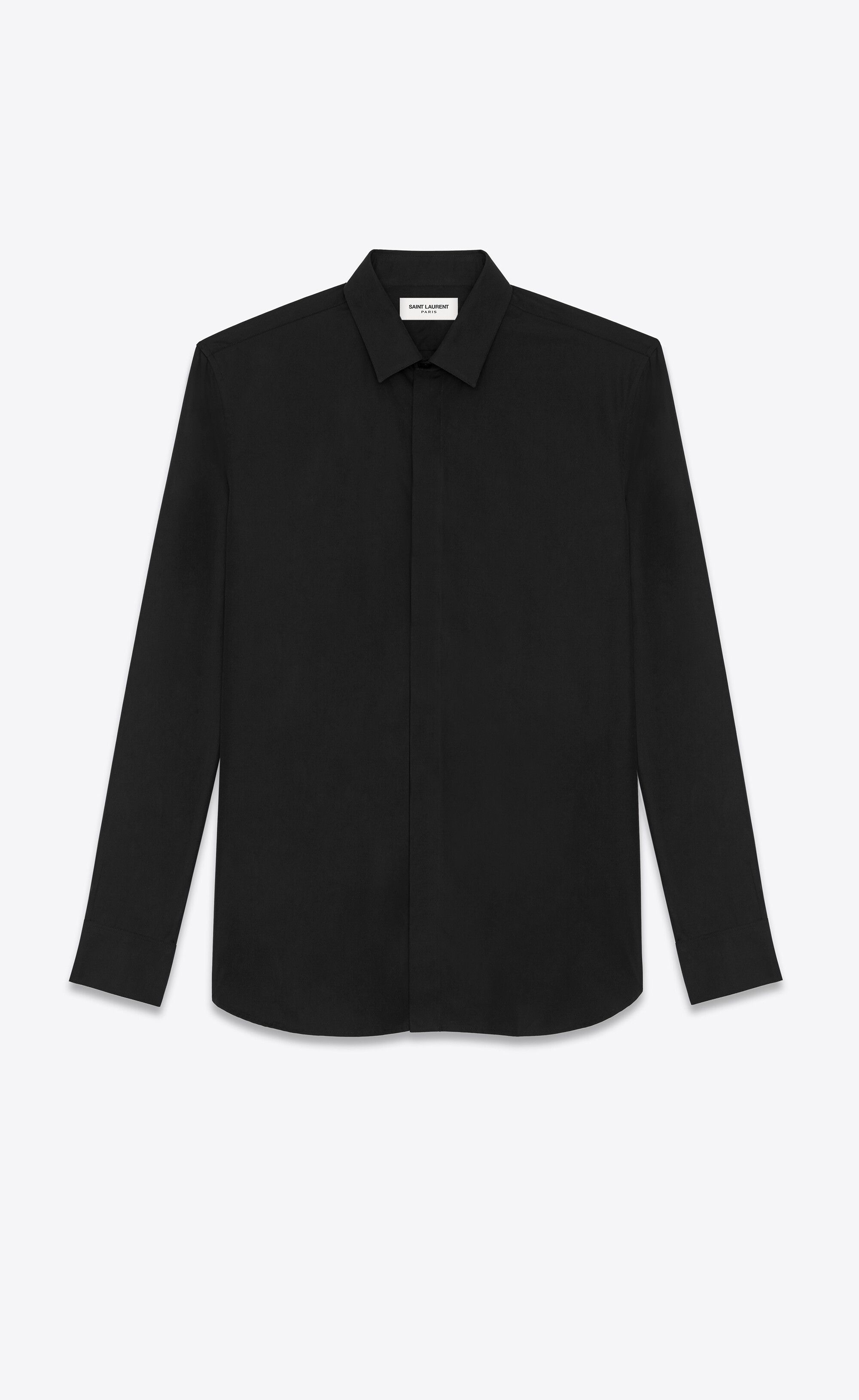 image of Saint Laurent Paris Saint Laurent Classic Shirt - Black Cotton - Size 39, Men's