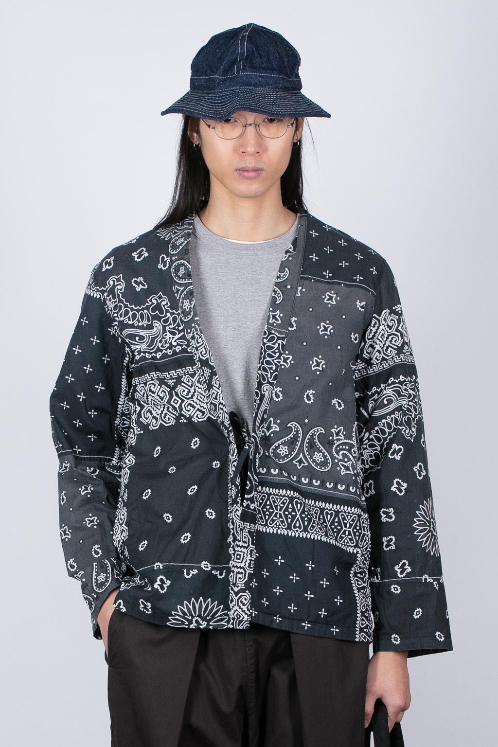 Kapital Kapital Kakashi Bandana Patchwork Kimono Shirt - Black Size US XL / EU 56 / 4 - 11 Thumbnail