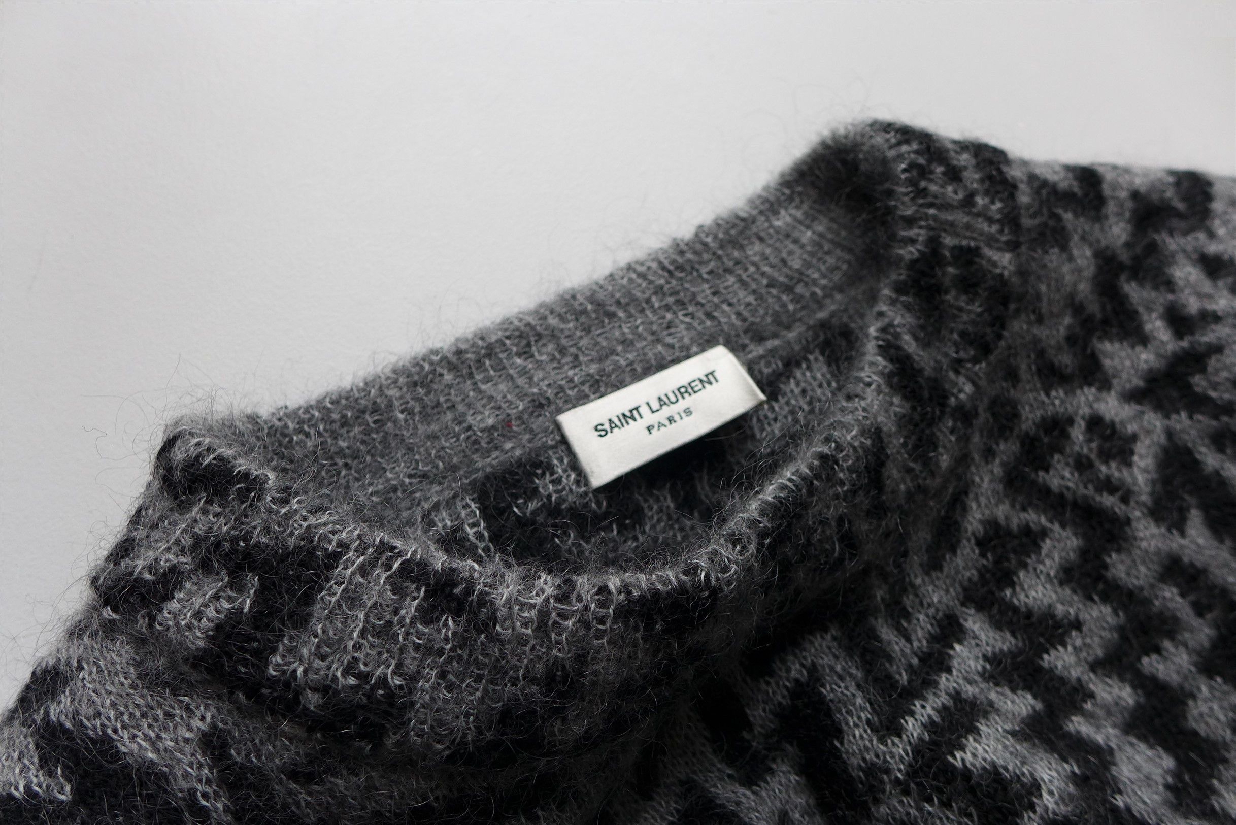 Saint Laurent Paris Saint Laurent Comics Jacquard Sweater - Black & Grey Mohair Size US S / EU 44-46 / 1 - 12 Thumbnail