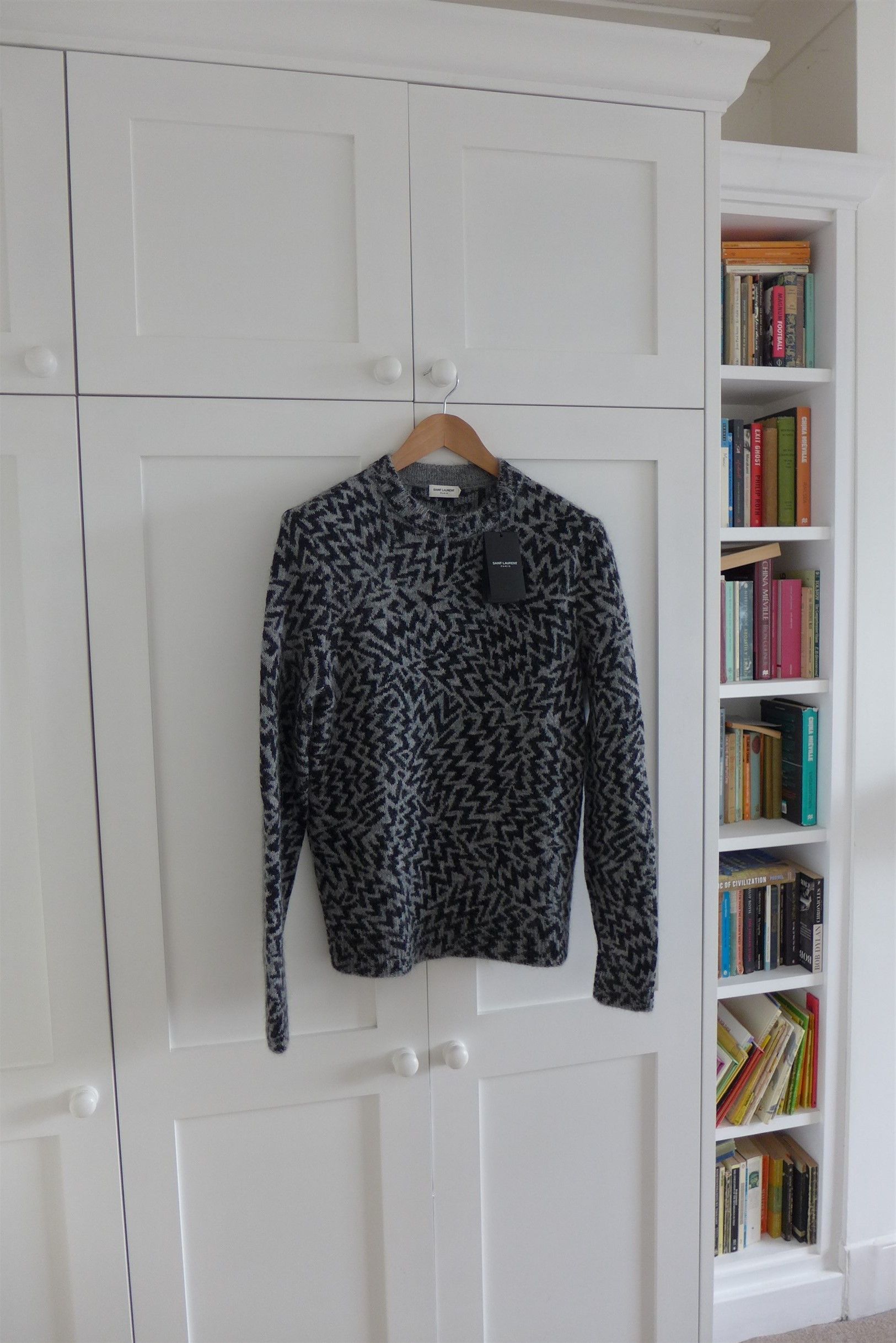 Saint Laurent Paris Saint Laurent Comics Jacquard Sweater - Black & Grey Mohair Size US S / EU 44-46 / 1 - 4 Thumbnail