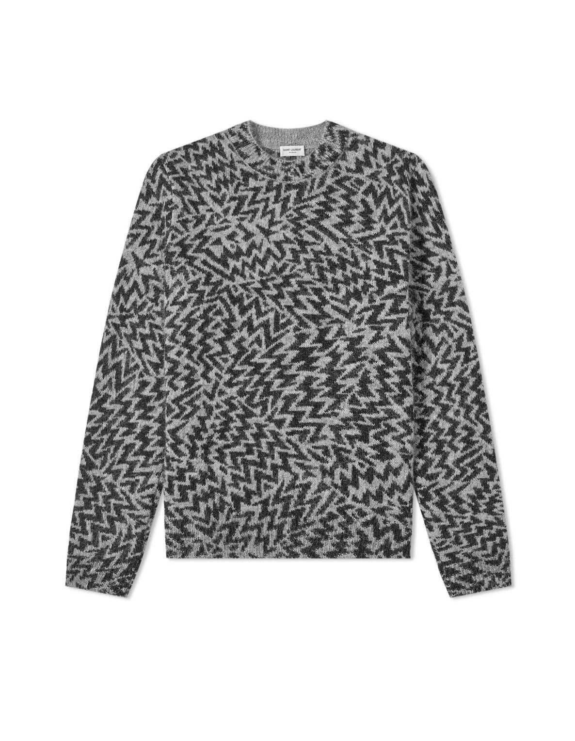 Saint Laurent Paris Saint Laurent Comics Jacquard Sweater - Black & Grey Mohair Size US S / EU 44-46 / 1 - 1 Thumbnail