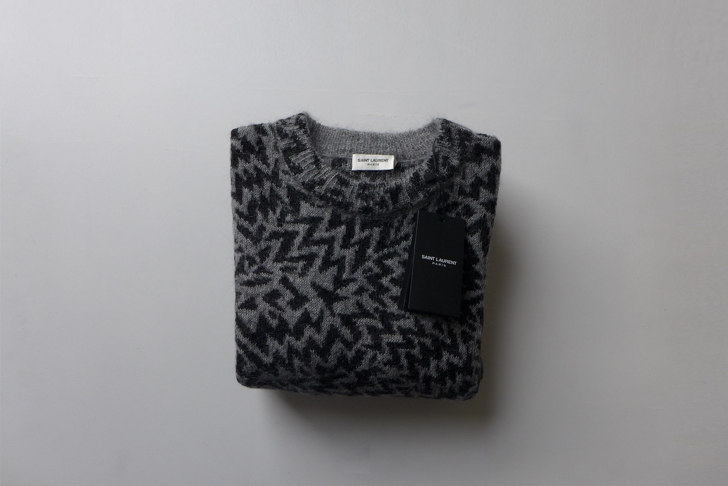 Saint Laurent Paris Saint Laurent Comics Jacquard Sweater - Black & Grey Mohair Size US S / EU 44-46 / 1 - 6 Thumbnail