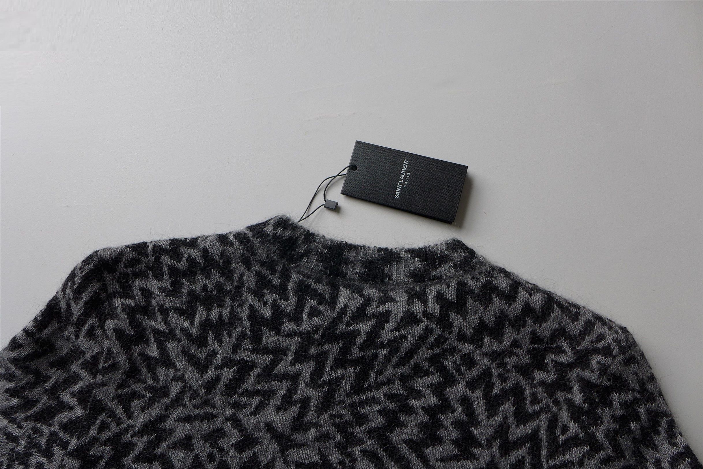Saint Laurent Paris Saint Laurent Comics Jacquard Sweater - Black & Grey Mohair Size US S / EU 44-46 / 1 - 11 Thumbnail