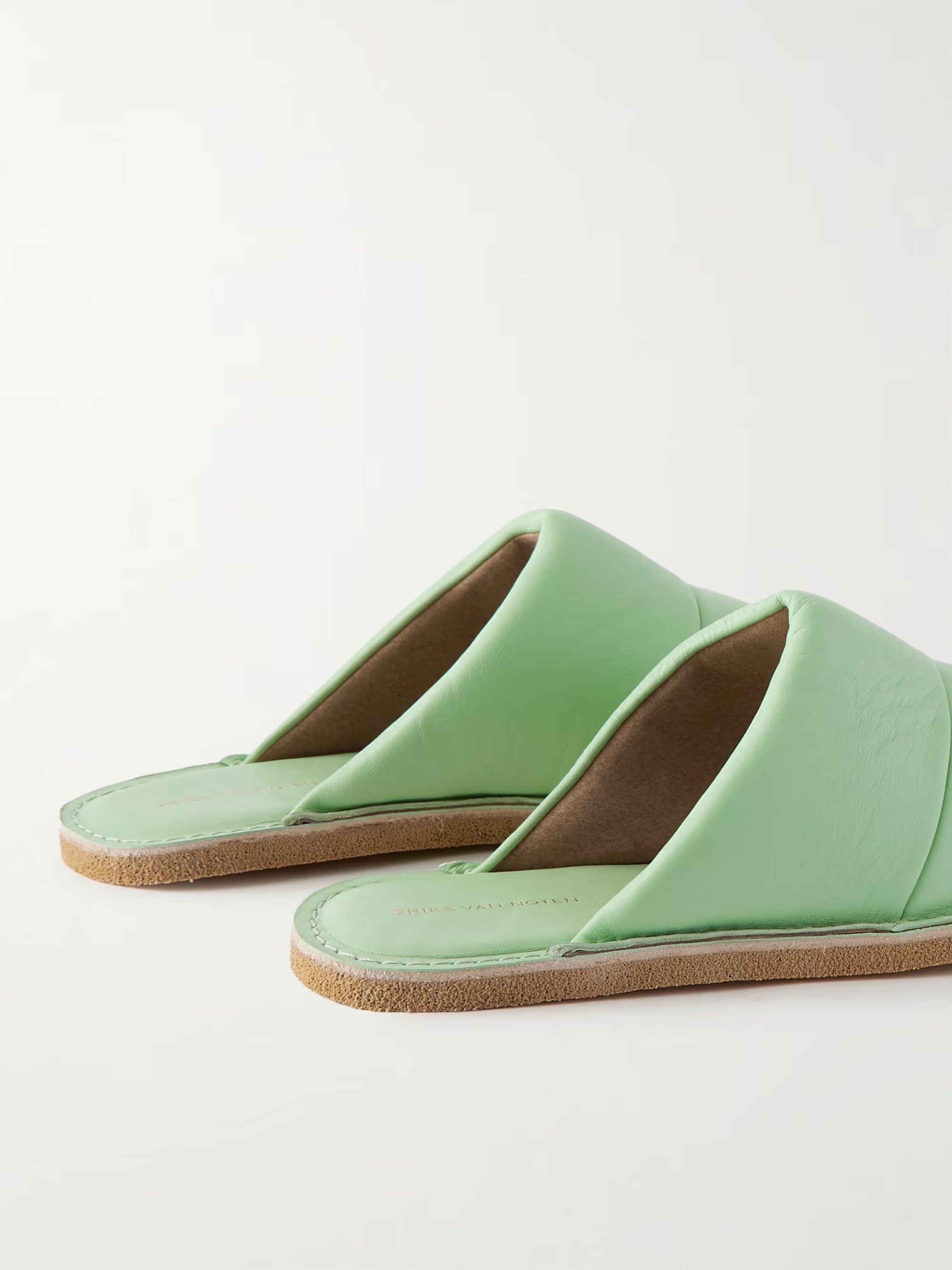 Dries Van Noten Dries Van Noten Slides - Mint Green Leather Size US 10 / EU 43 - 3 Thumbnail