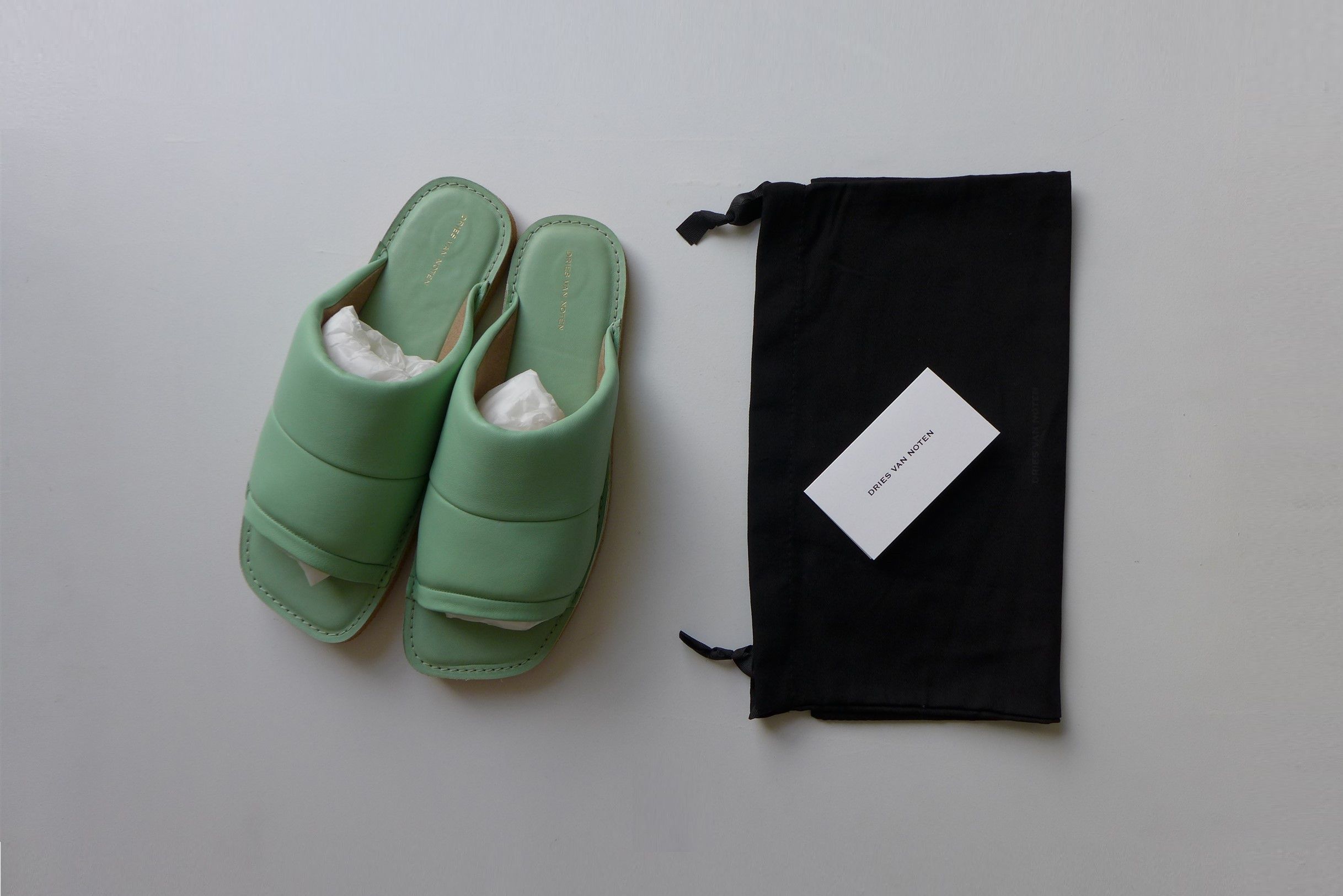 Dries Van Noten Dries Van Noten Slides - Mint Green Leather Size US 10 / EU 43 - 15 Thumbnail