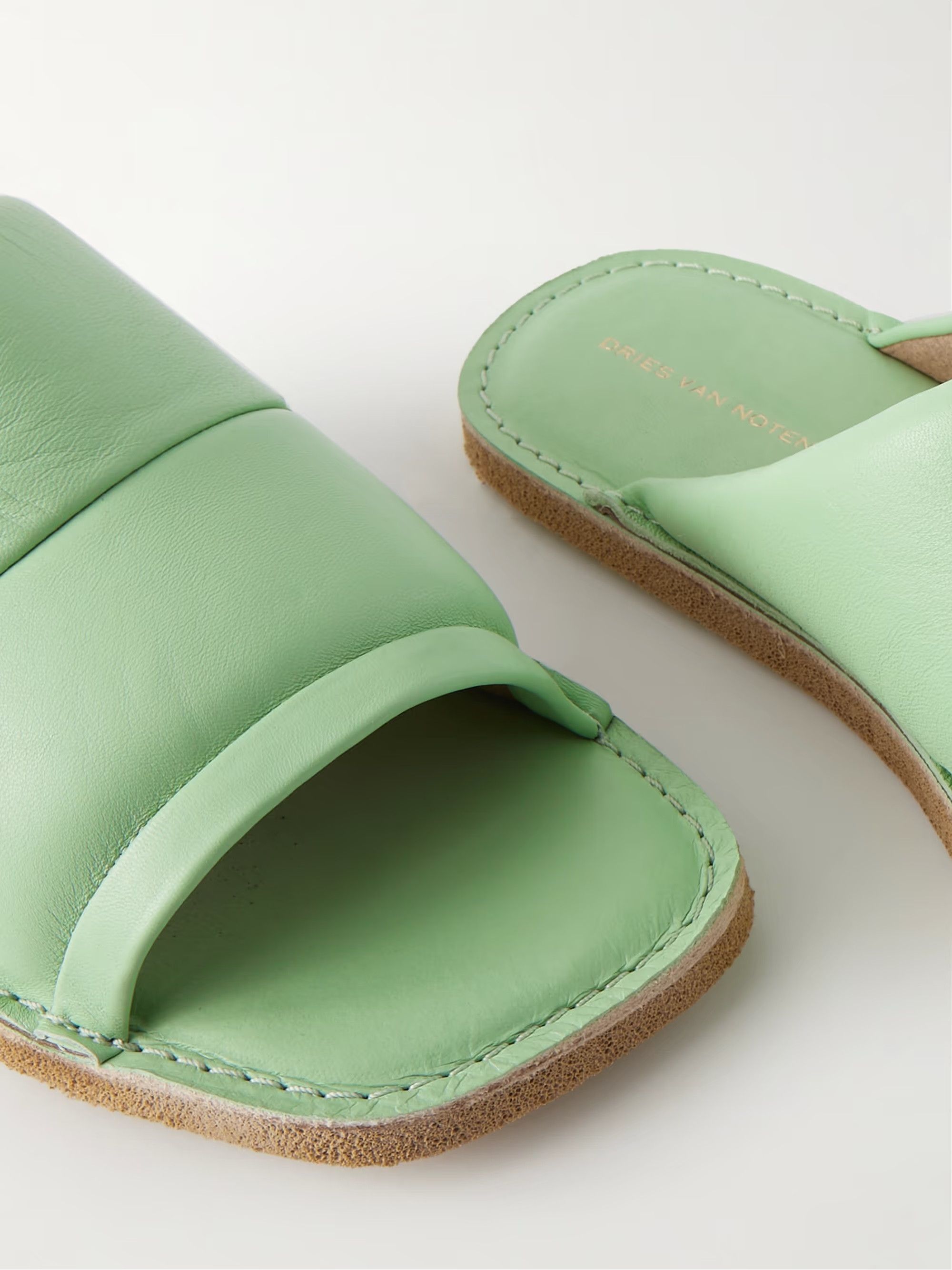 Dries Van Noten Dries Van Noten Slides - Mint Green Leather Size US 10 / EU 43 - 4 Thumbnail