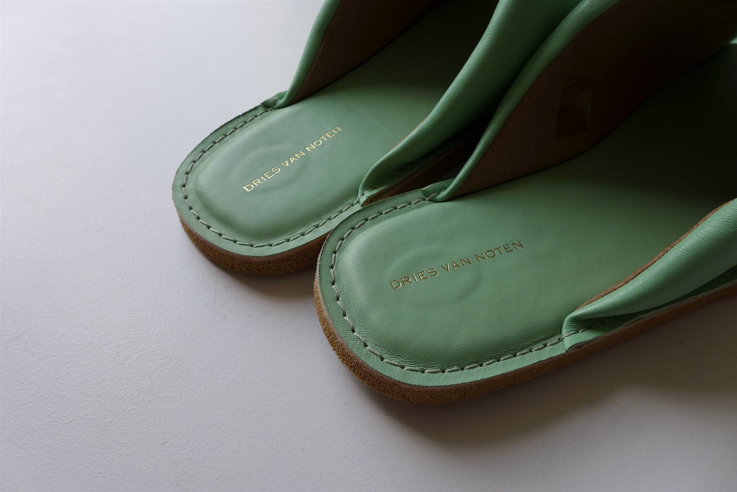 Dries Van Noten Dries Van Noten Slides - Mint Green Leather Size US 10 / EU 43 - 8 Thumbnail