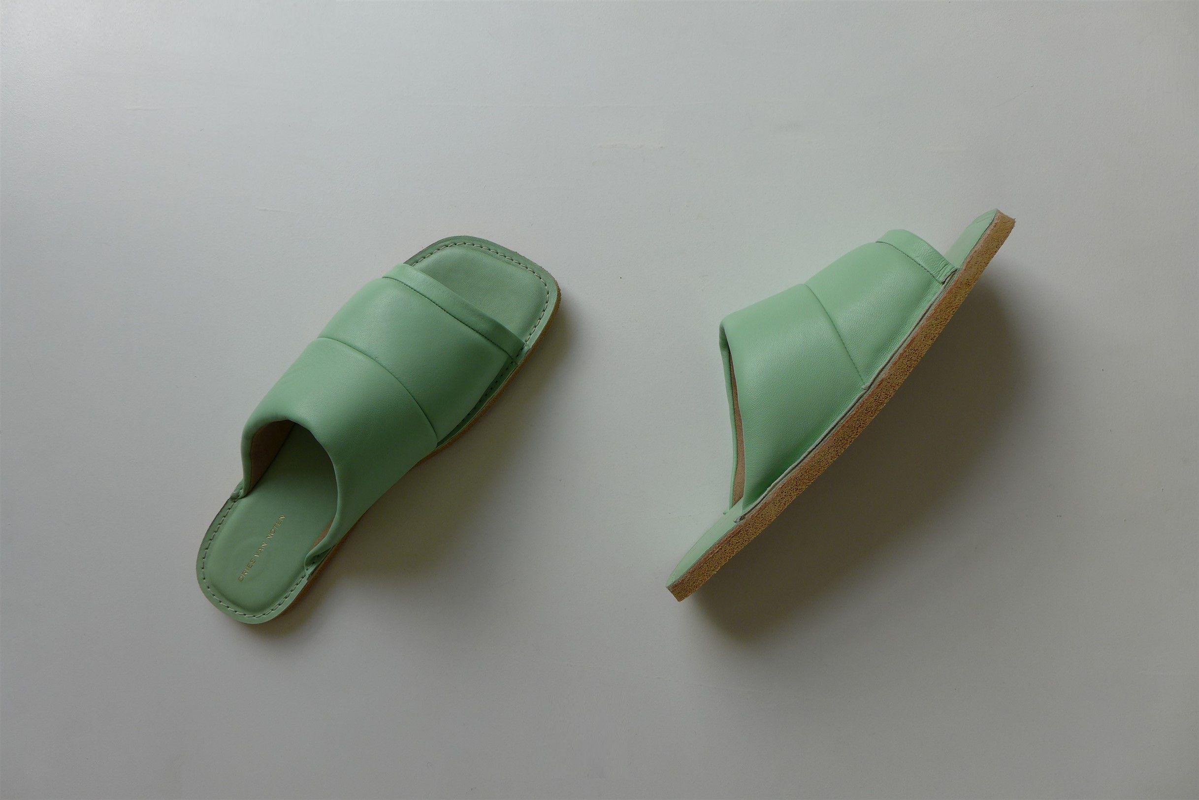 Dries Van Noten Dries Van Noten Slides - Mint Green Leather Size US 10 / EU 43 - 9 Thumbnail