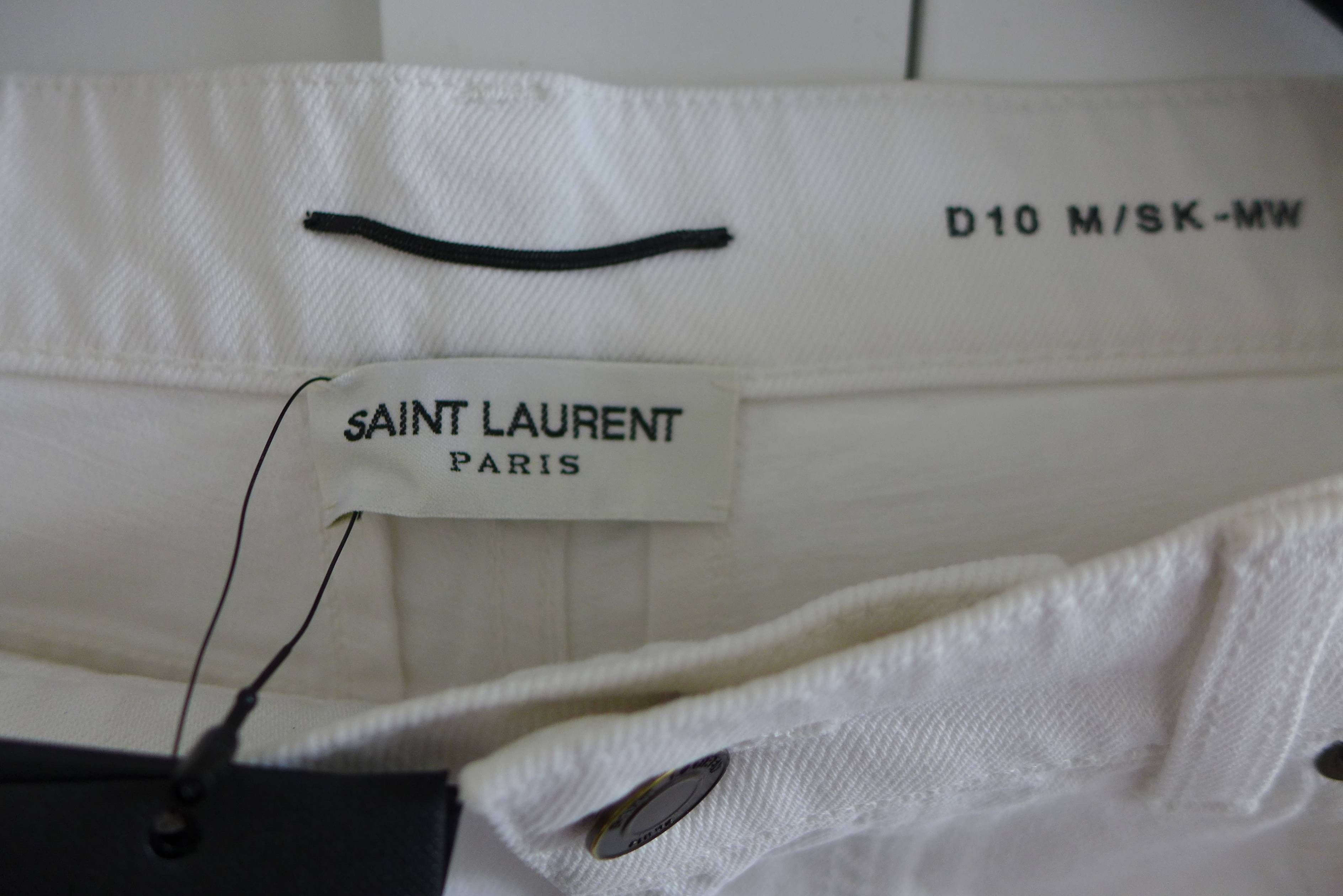 Saint Laurent Paris Saint Laurent D10 White Distressed Denim Jeans Size US 32 / EU 48 - 15 Thumbnail