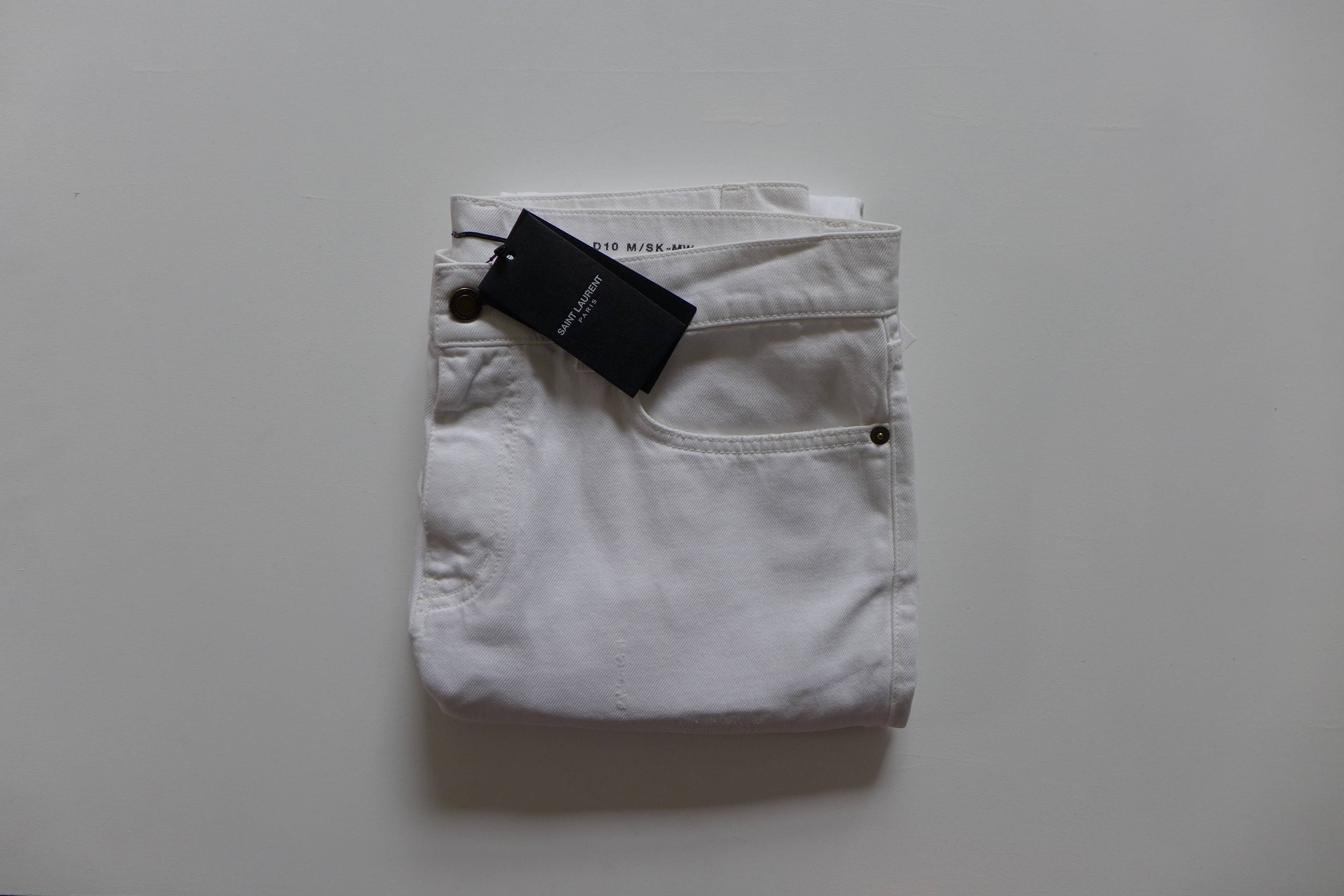 Saint Laurent Paris Saint Laurent D10 White Distressed Denim Jeans Size US 32 / EU 48 - 16 Thumbnail