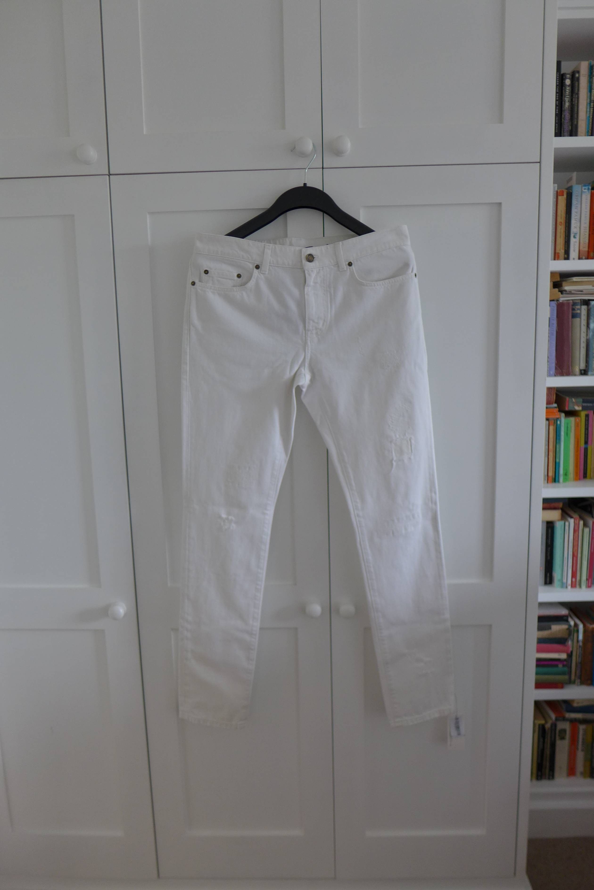 Saint Laurent Paris Saint Laurent D10 White Distressed Denim Jeans Size US 32 / EU 48 - 4 Thumbnail