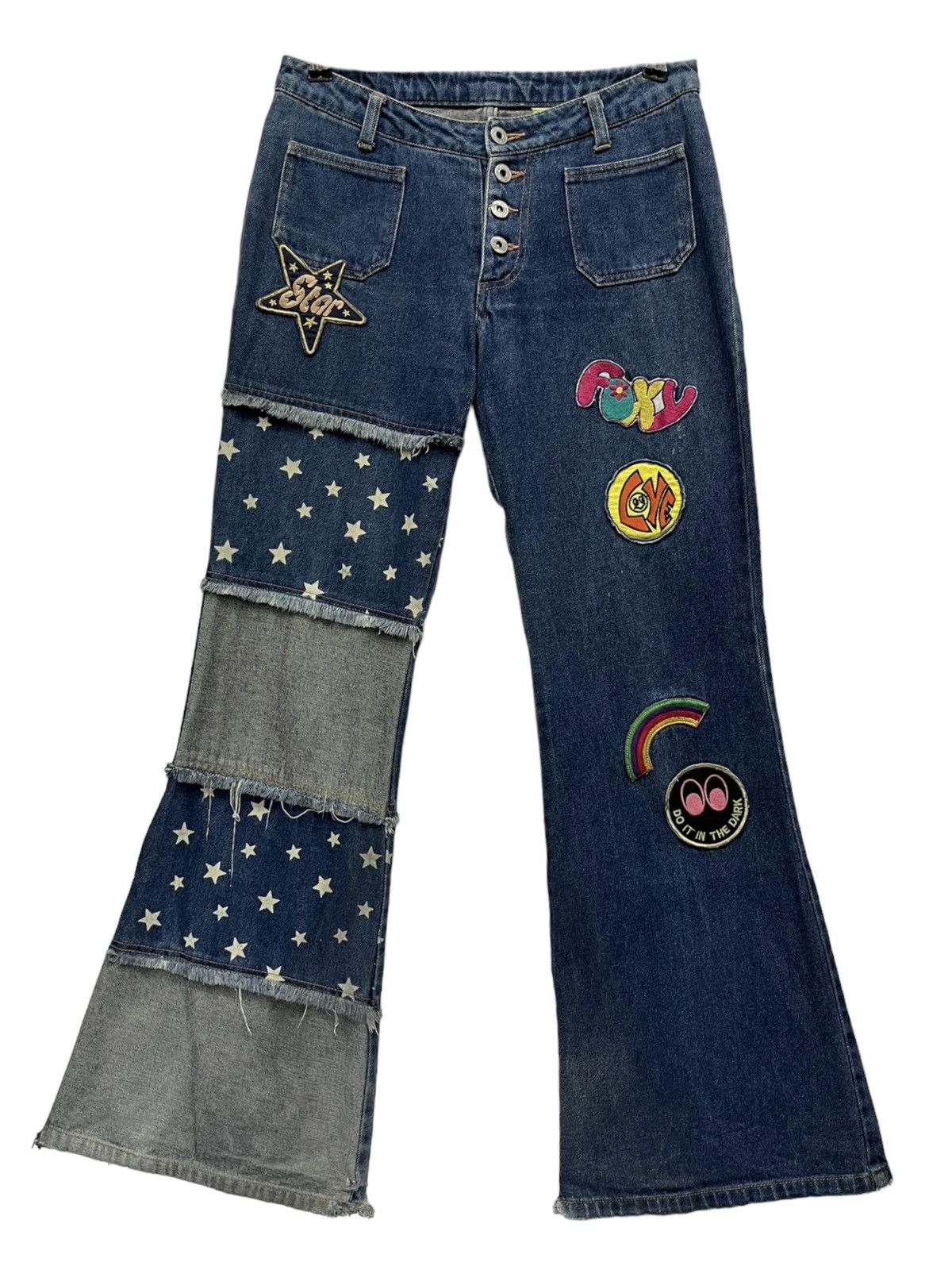 Japanese Brand FYE🔥FOXY Patches Hagi Patchwork Hysteric Star Design Flare Size US 29 - 2 Thumbnail