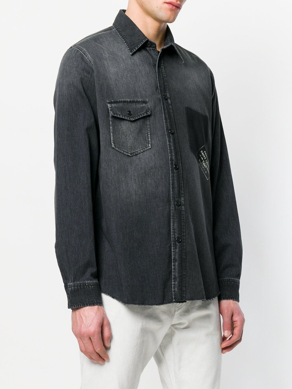 Saint Laurent Paris Saint Laurent Army Stamp Denim Shirt - Vintage Black Size US M / EU 48-50 / 2 - 2 Thumbnail