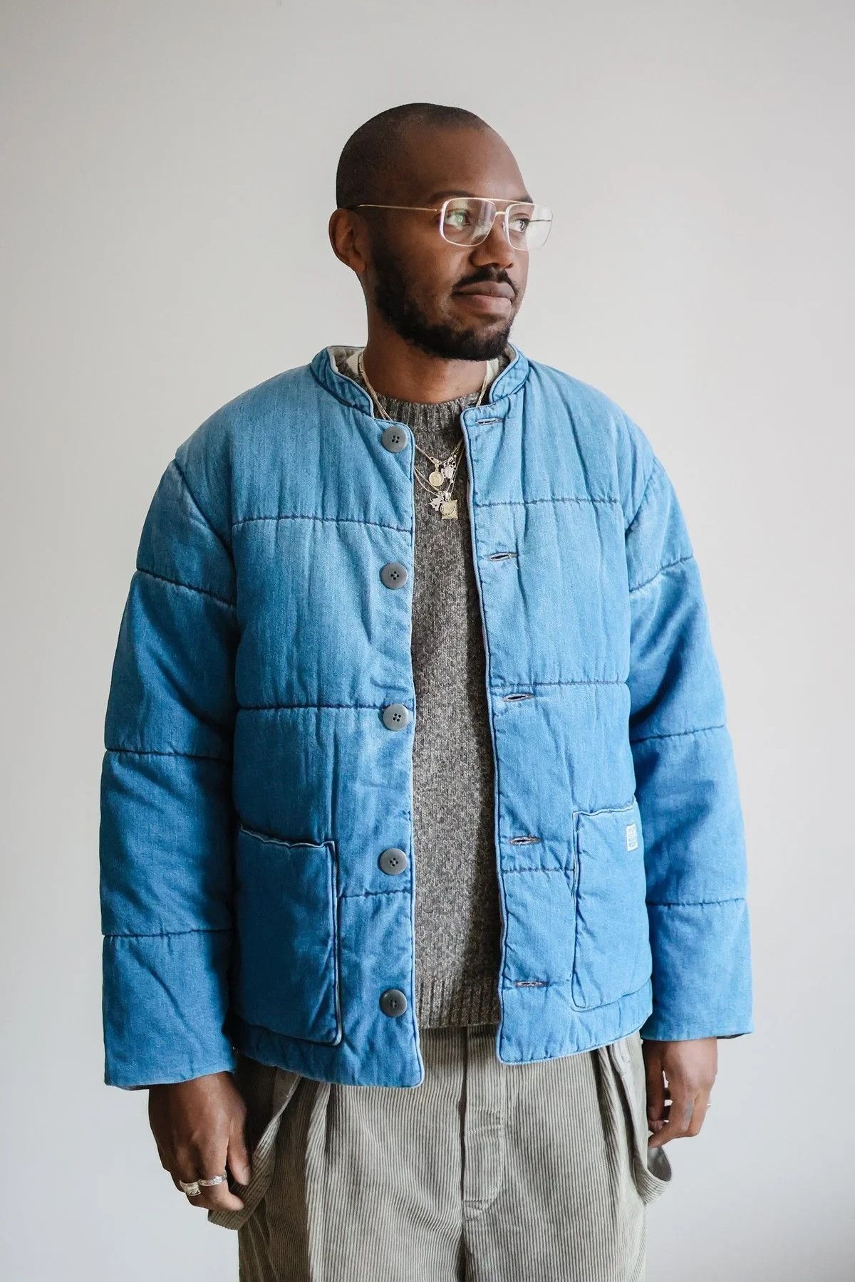 Kapital Kapital Quilted Samu Blouson - 8oz Washed Indigo Denim Size US XL / EU 56 / 4 - 1 Thumbnail