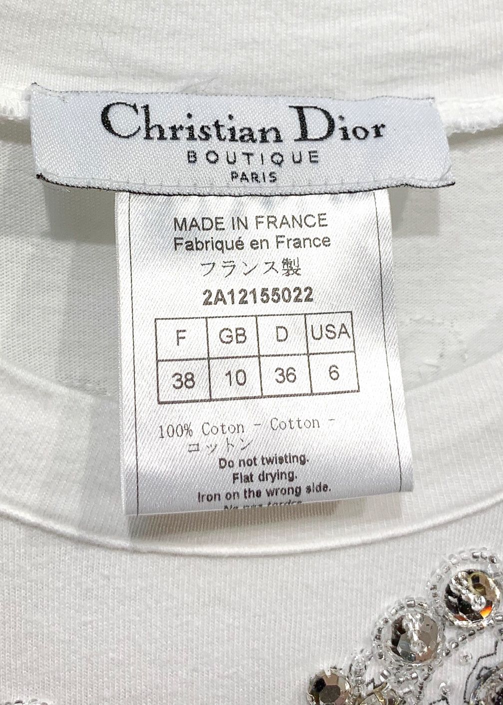 Dior Christian Dior Crystal Embellished White T-shirt Size S / US 4 / IT 40 - 3 Thumbnail