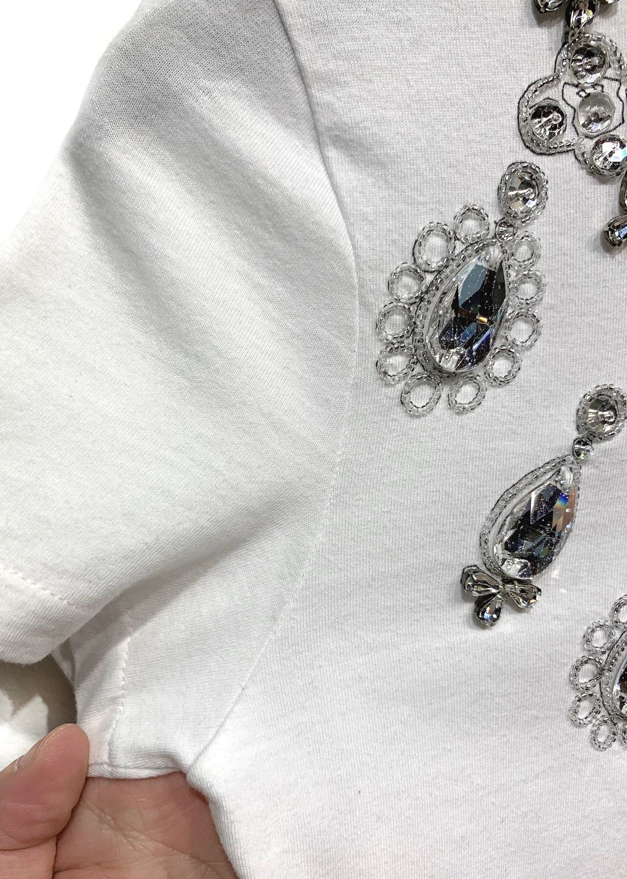 Dior Christian Dior Crystal Embellished White T-shirt Size S / US 4 / IT 40 - 11 Thumbnail