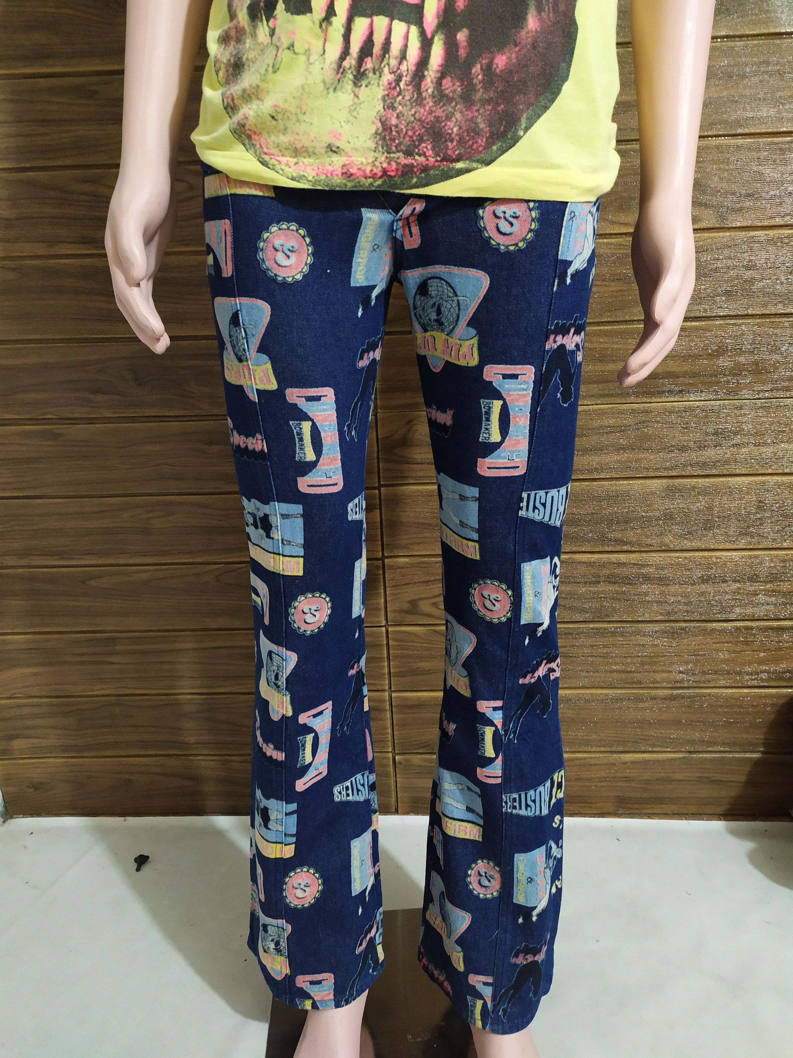Japanese Brand 🔥Estacot Fullprint Art Bootcut Denim Jeans Pants Size 26" / US 2 / IT 38 - 12 Thumbnail